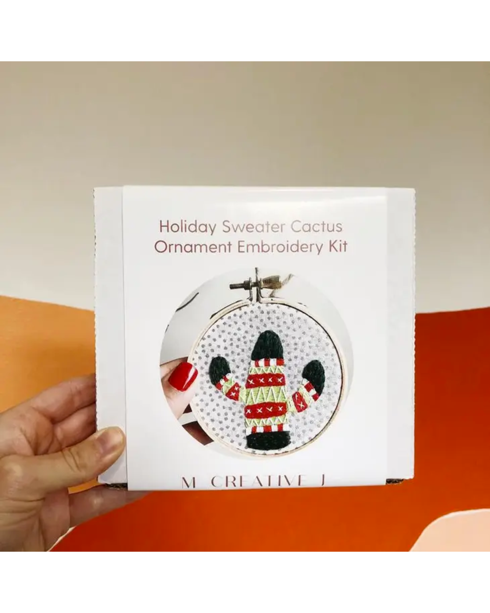 Holiday Sweater Cactus Ornament - DIY Beginner Hand Embroidery