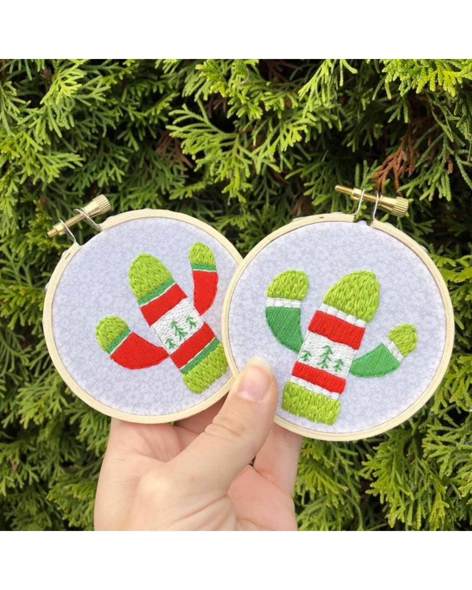 Holiday Sweater Cactus Ornament - DIY Beginner Hand Embroidery