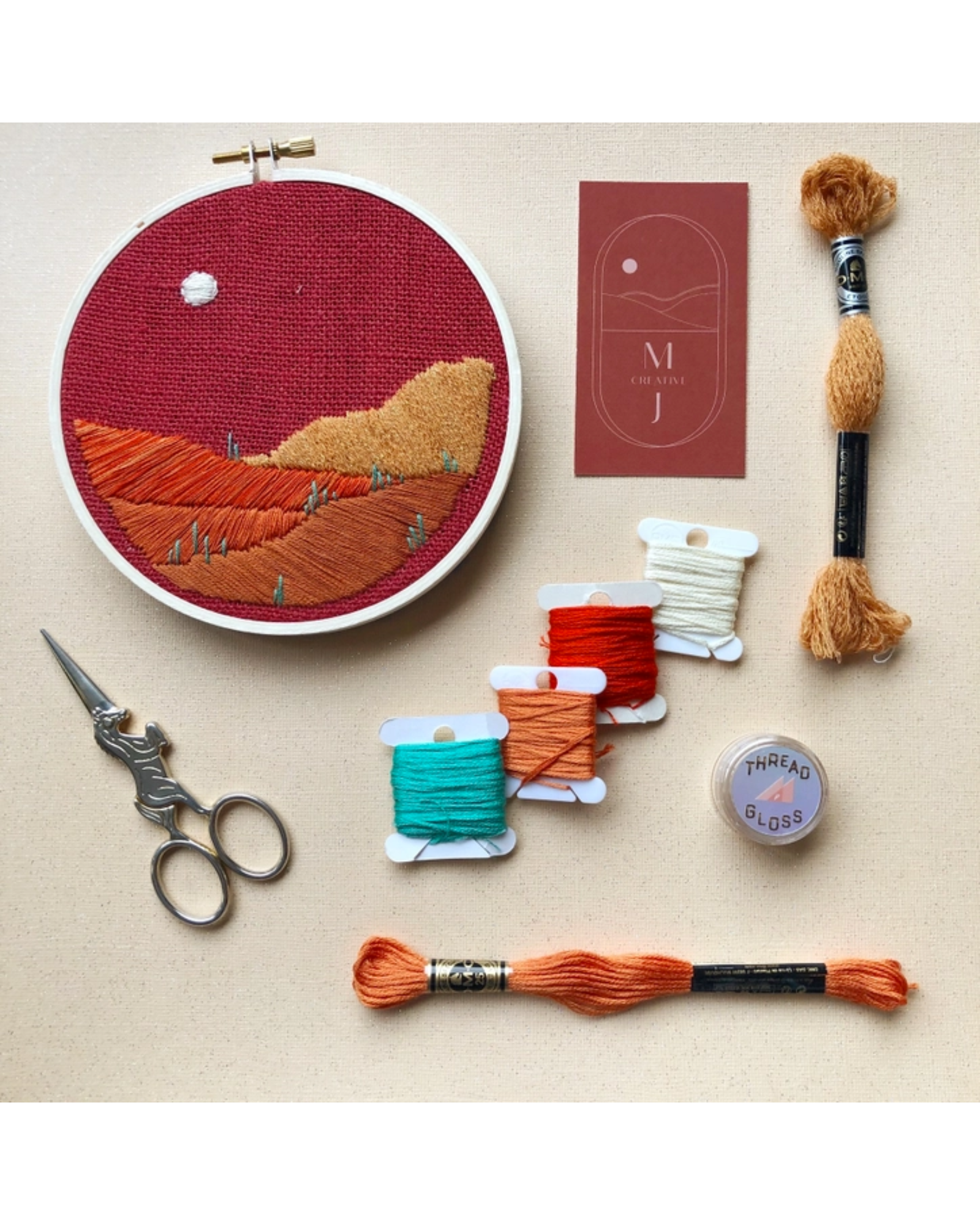 Desert Landscape - Beginner Hand Embroidery Diy Craft Kit