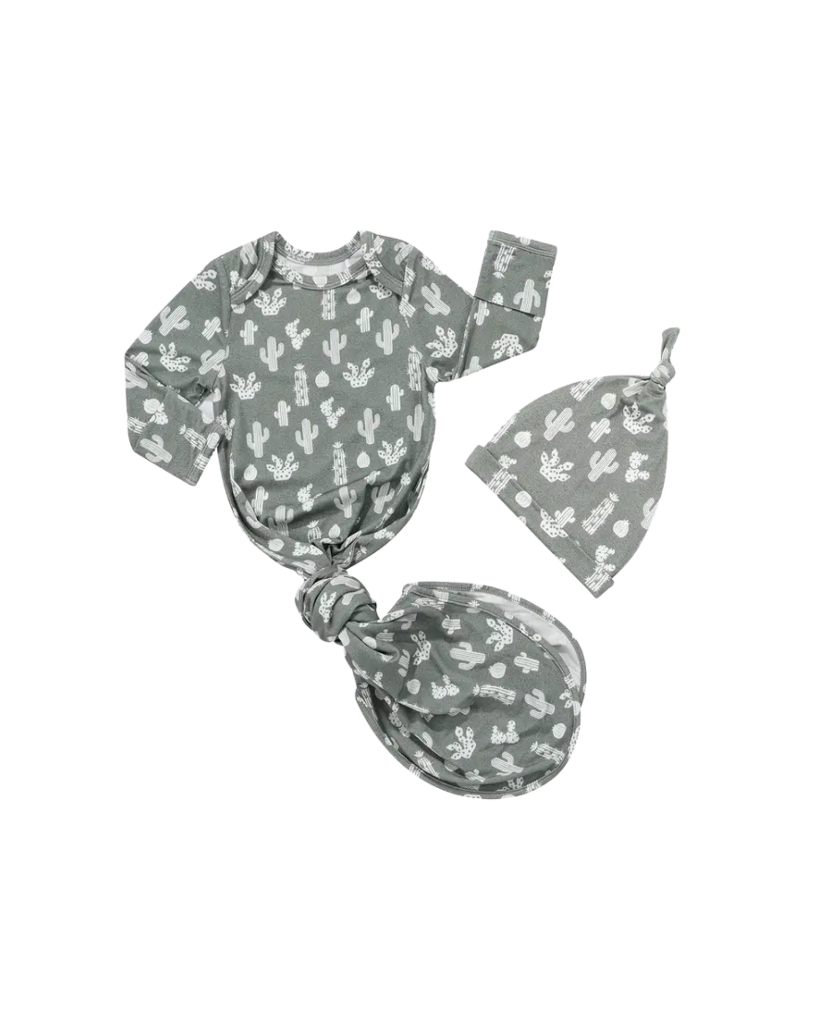 Stay Sharp Knotted Baby Gown and Hat Set (0-3M)