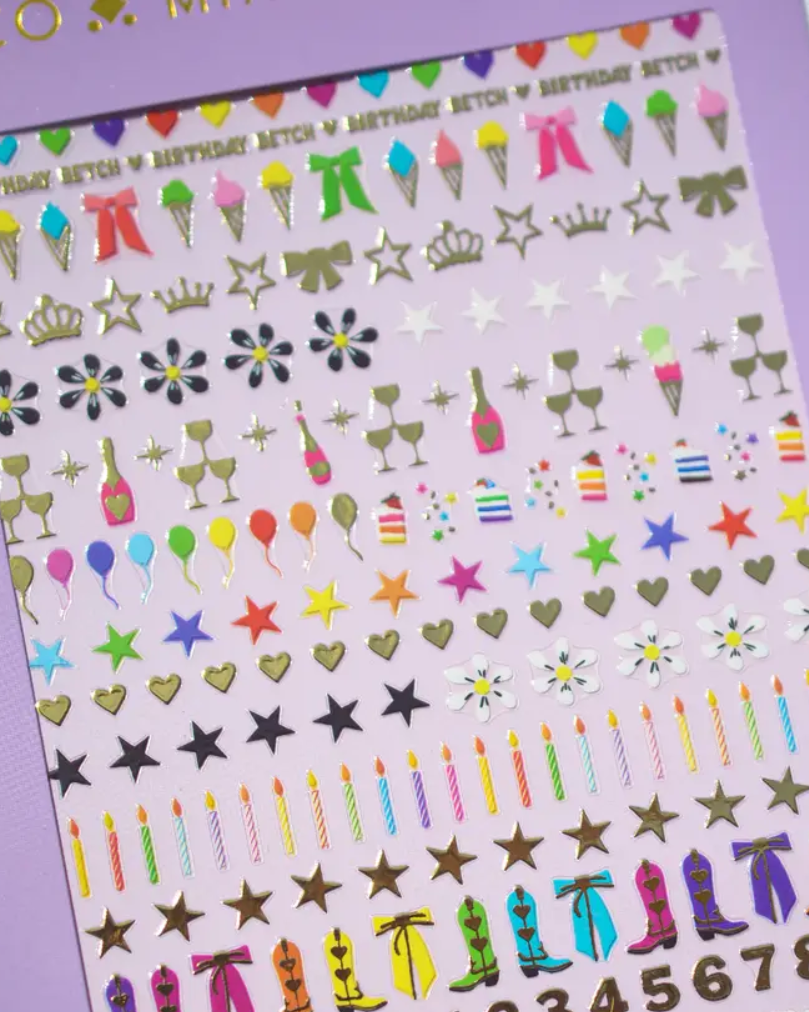 Close up of nail art stickers