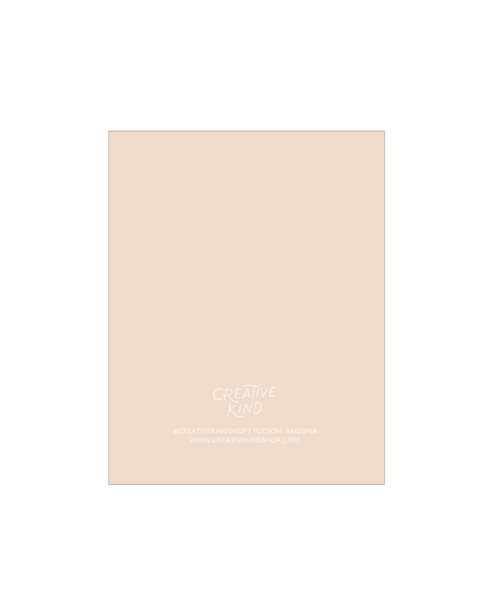 Back of greeting card with creative kind logo