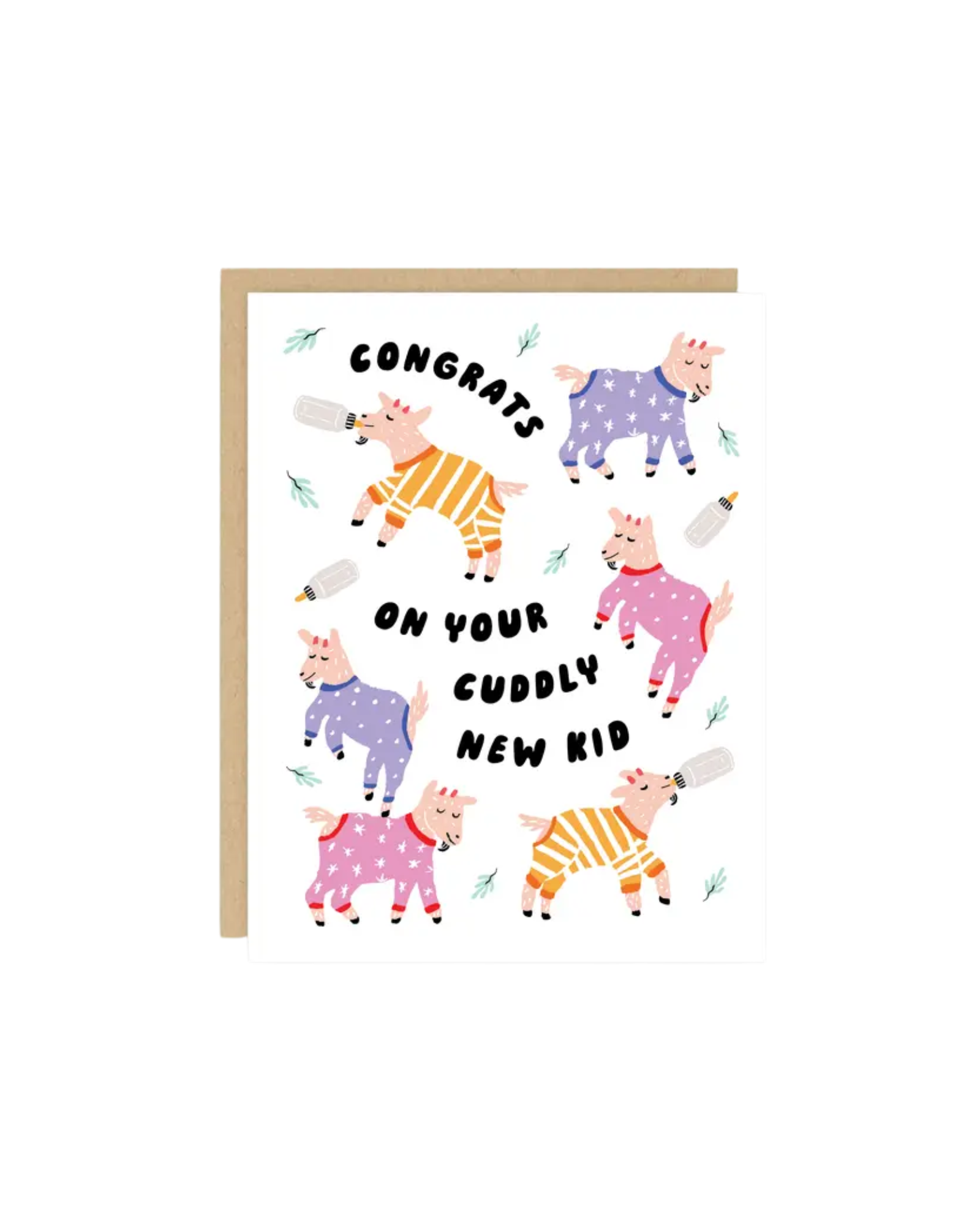 Cuddly Goats Baby Greeting Card