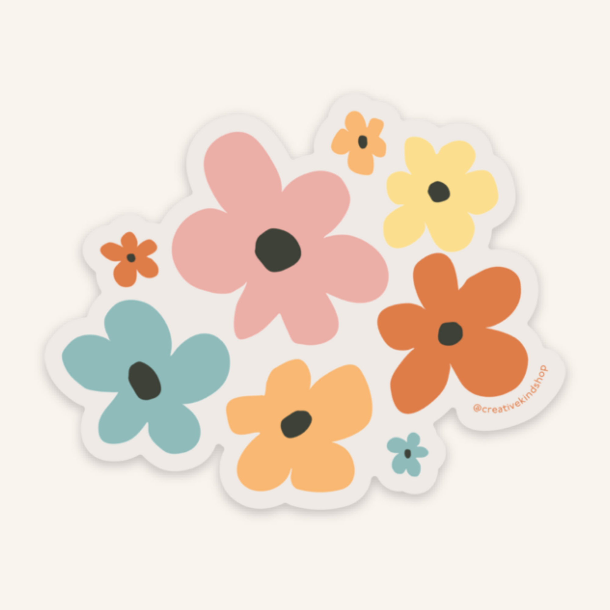 Flowers Clear Backing Vinyl Sticker