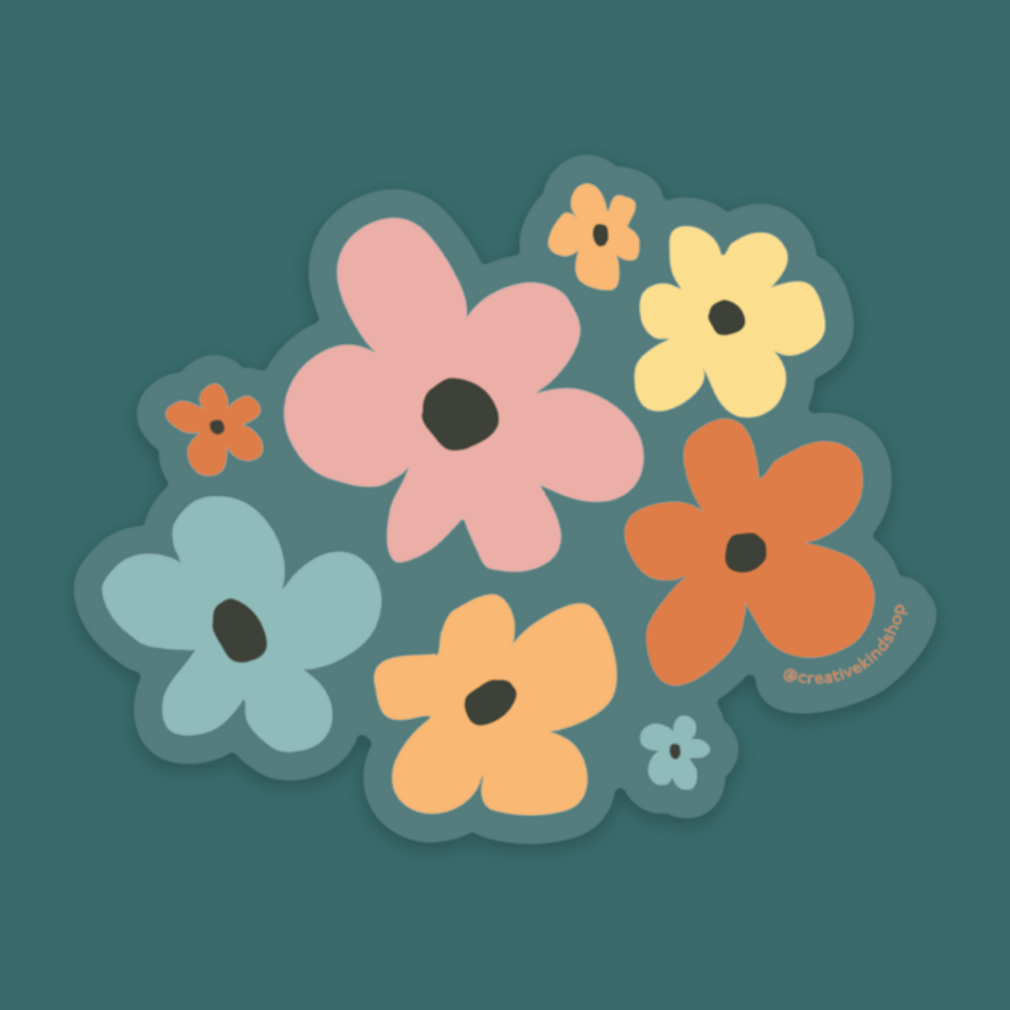 Flowers Clear Backing Vinyl Sticker