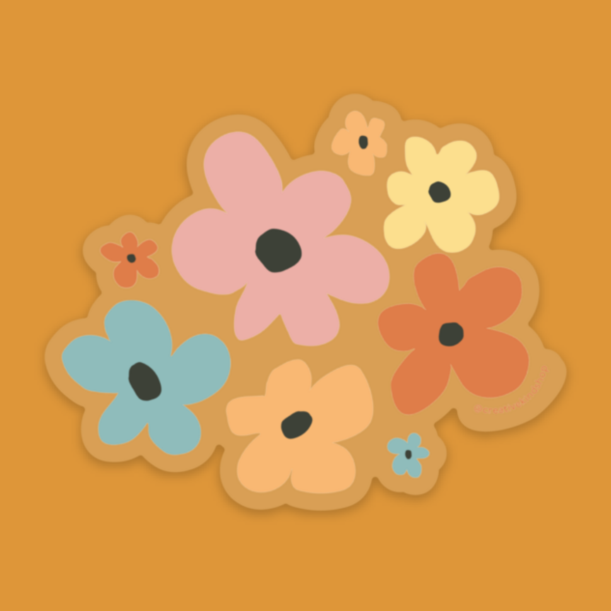 Flowers Clear Backing Vinyl Sticker