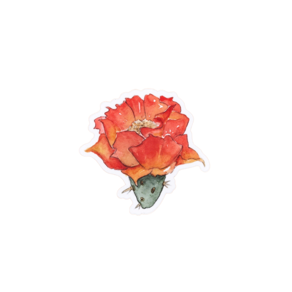 Orange Prickly Pear Cactus Flower Vinyl Sticker