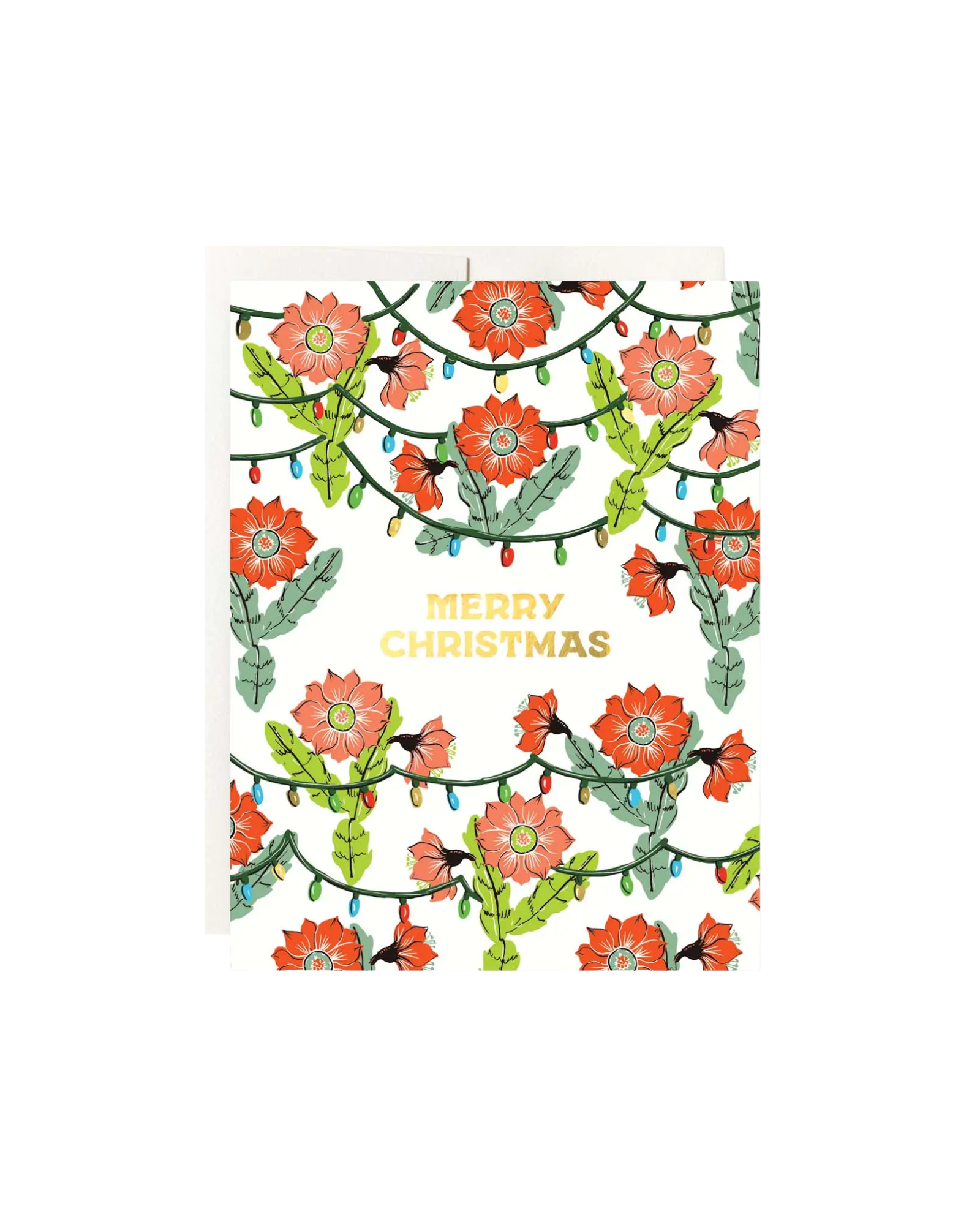 Orchid Cactus Christmas Greeting Card