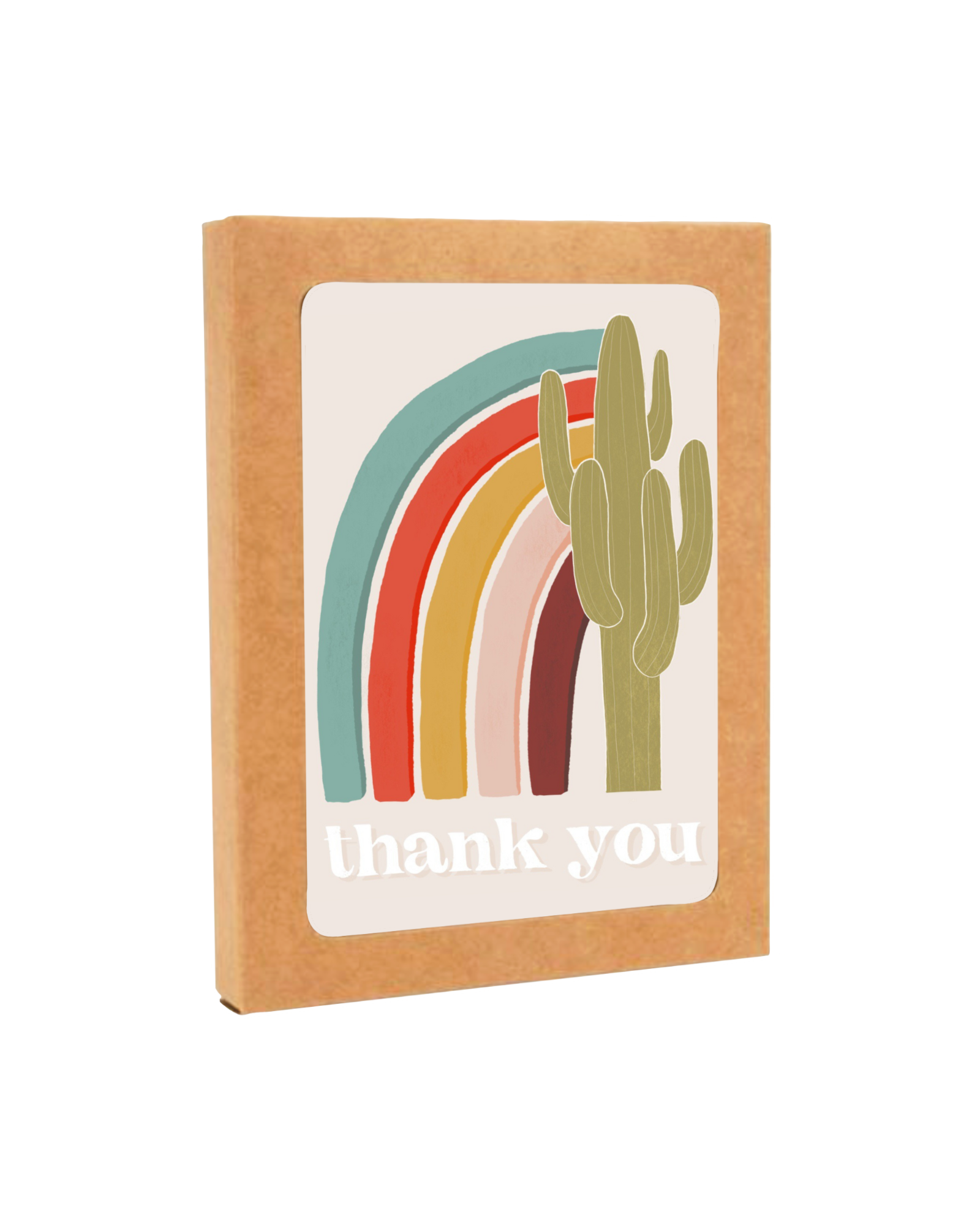Rainbow Saguaro Thank You Greeting Card  Box Set of 8