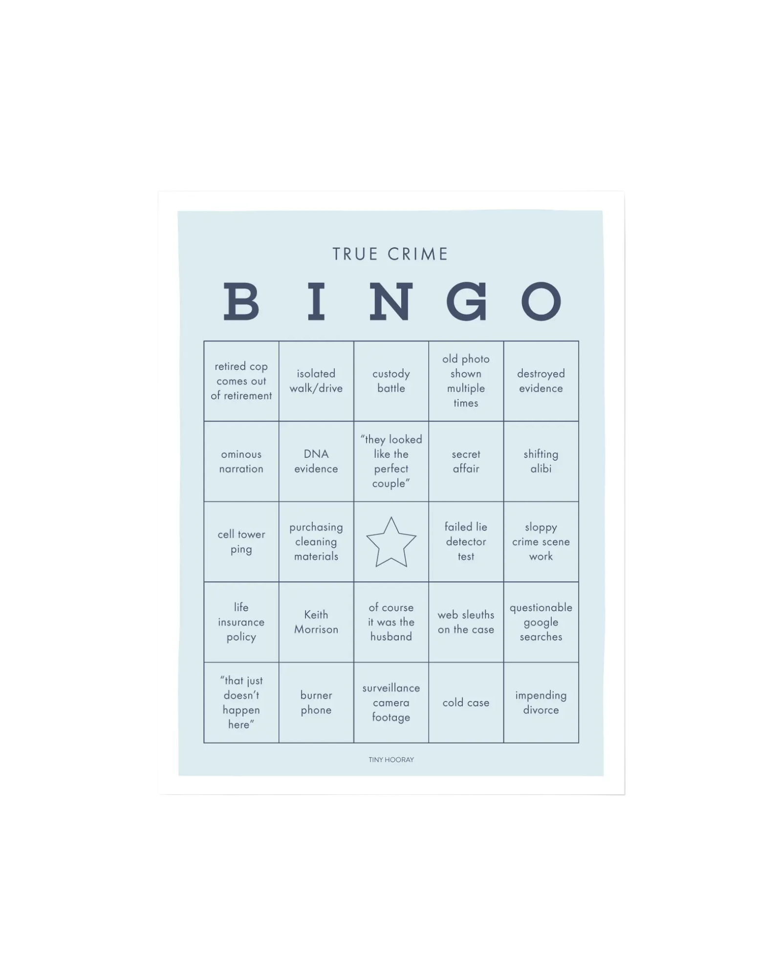 True Crime Bingo Notepad