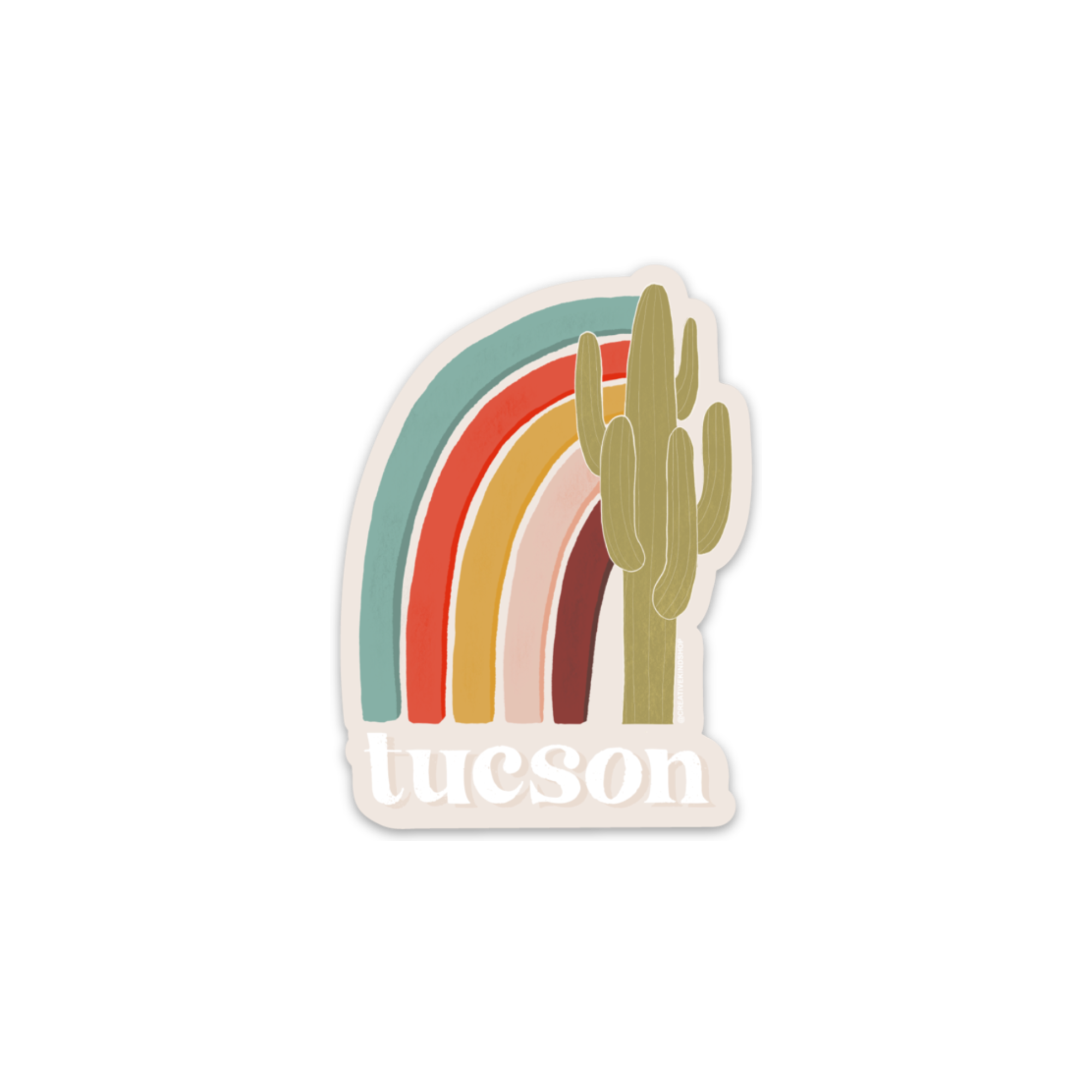 Tucson Saguaro Rainbow Vinyl Sticker