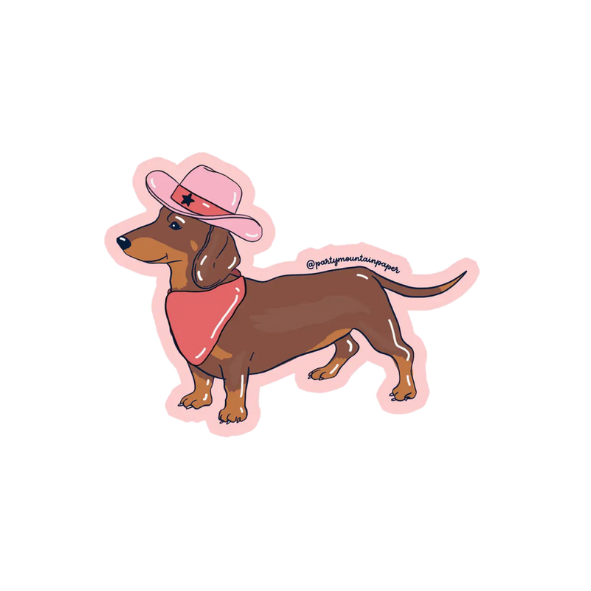 Weenie Dog Cowboy Vinyl Sticker