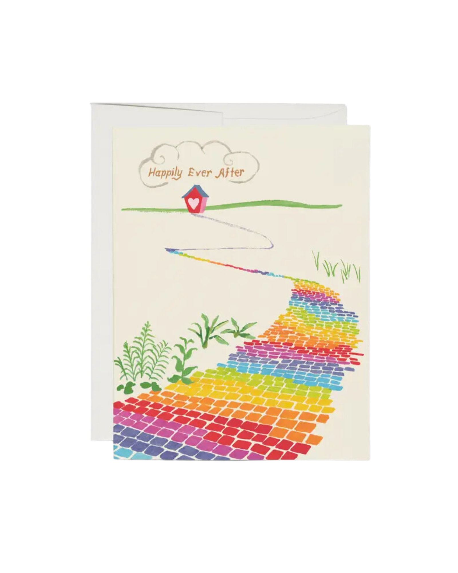 Rainbow Brick Road Wedding Greeting Card