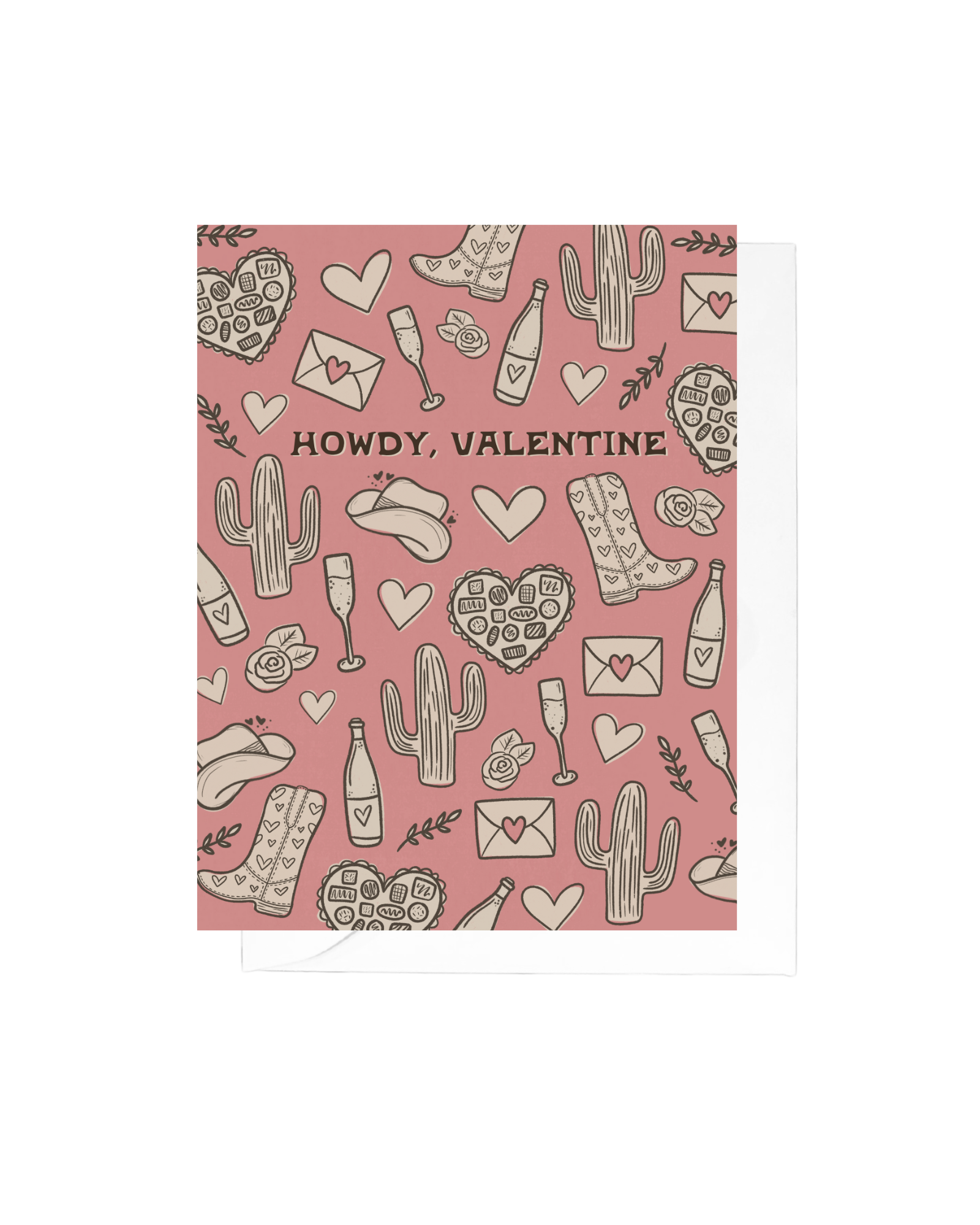 Western Sketch Howdy Valentine Greeting Card