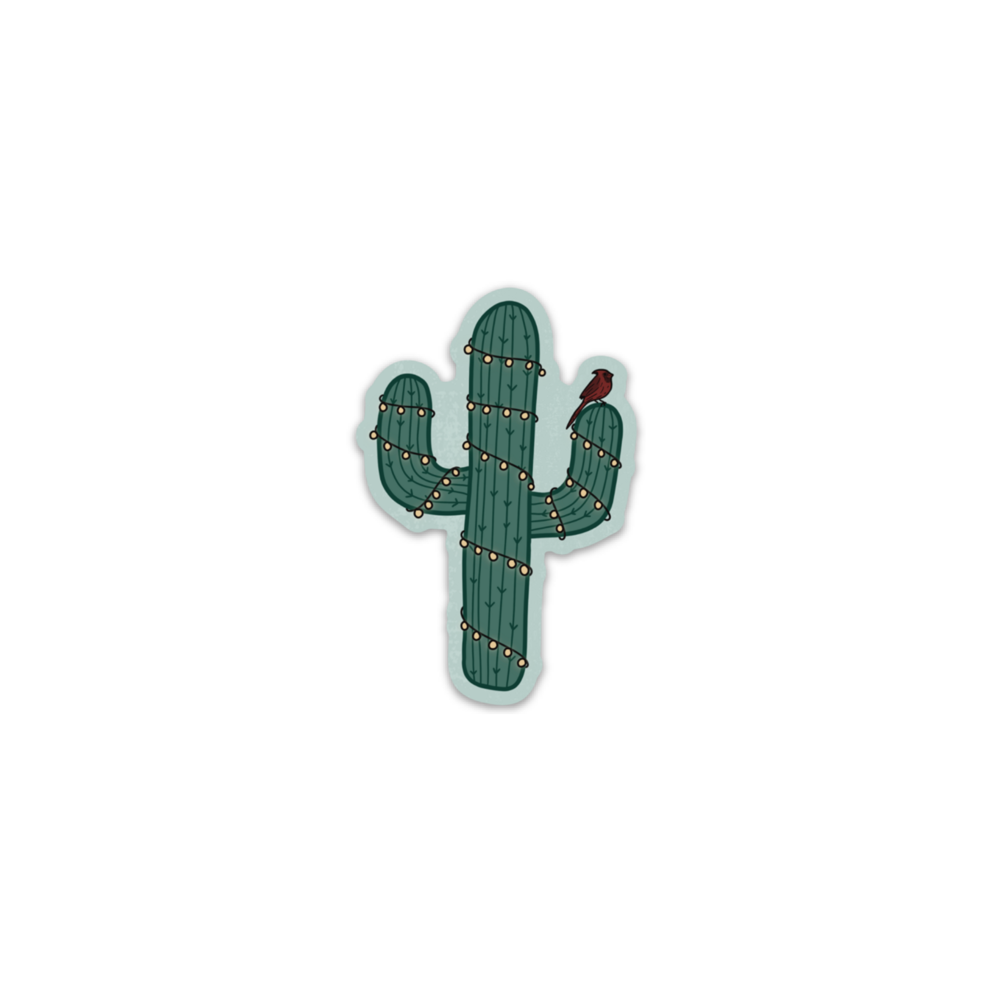 Mini Cardinal Cactus Vinyl Sticker