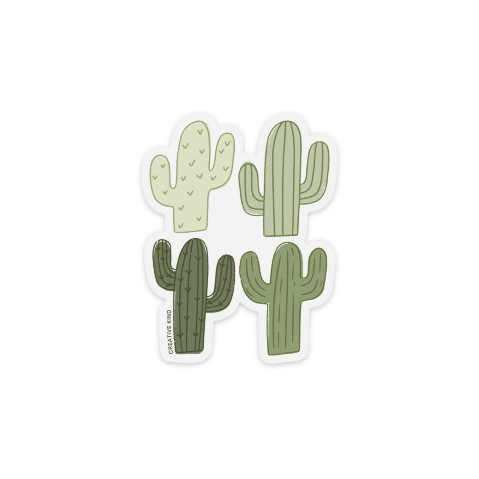 Green Cactus Quartet Clear Backing Vinyl Sticker