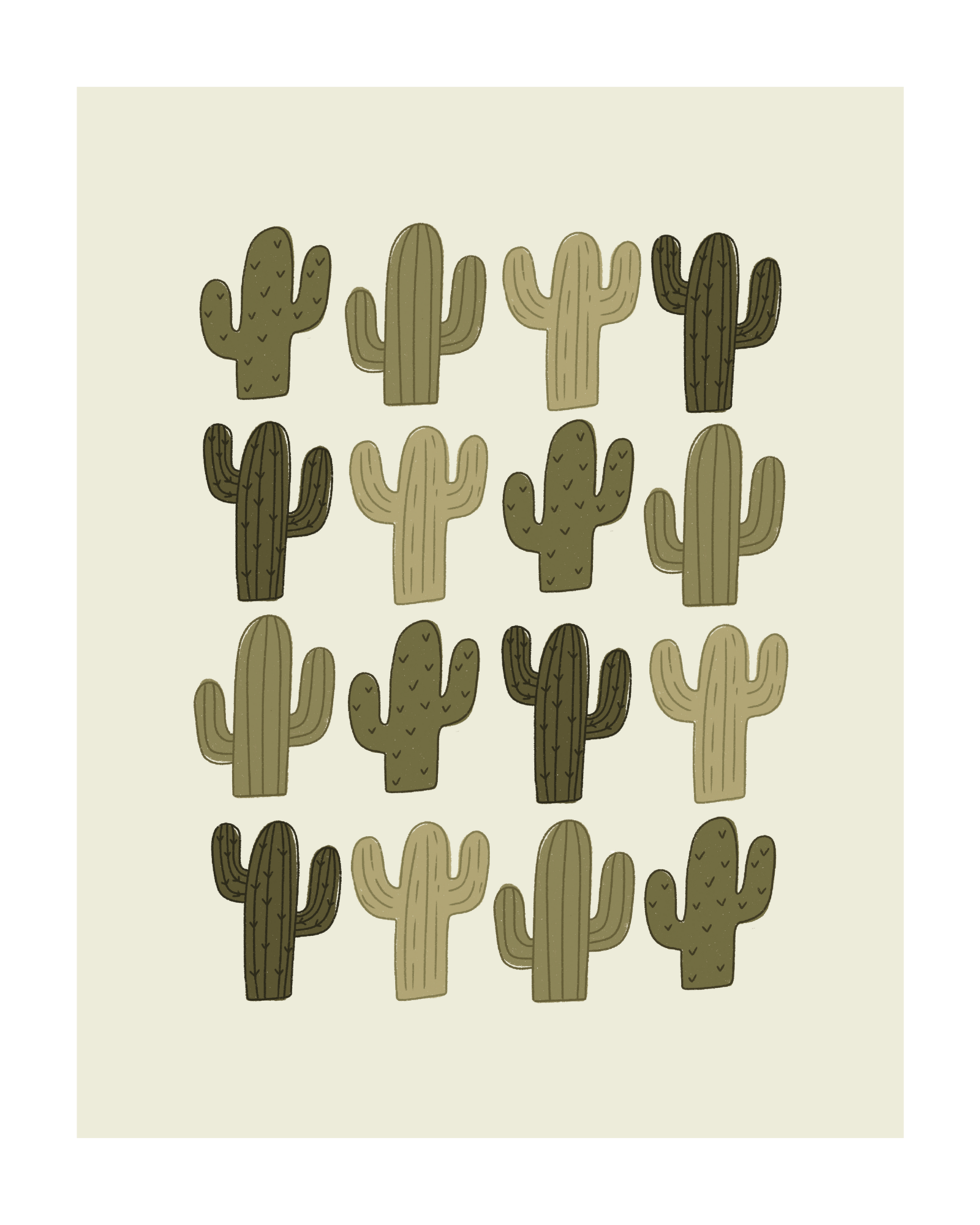 16 Cacti Art Print - 5 x 7, 8 x 10, 11 x 14