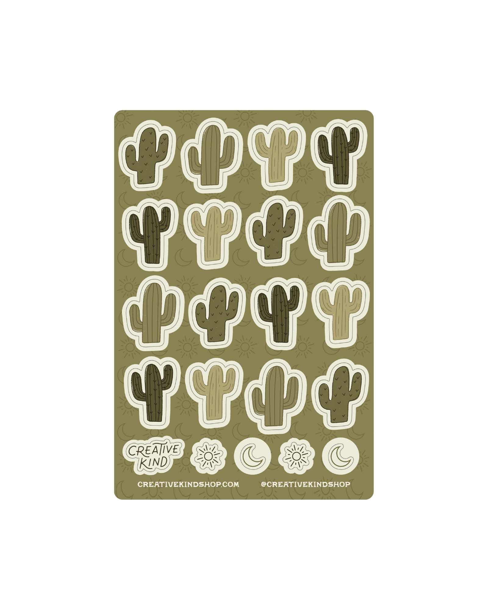 16 Cacti Green Vinyl Stickers Sheet