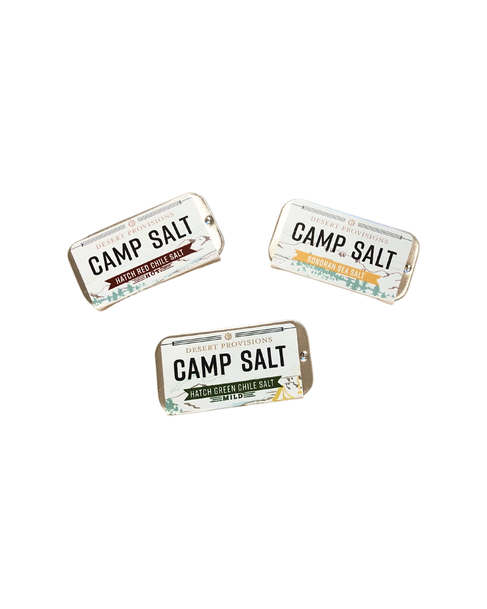 Camp salt trio - hatch red chile, sonoran sea salt, and hatch green chile small boxes