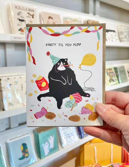 Birthday Cat Party 'Till You Plop Greeting Card