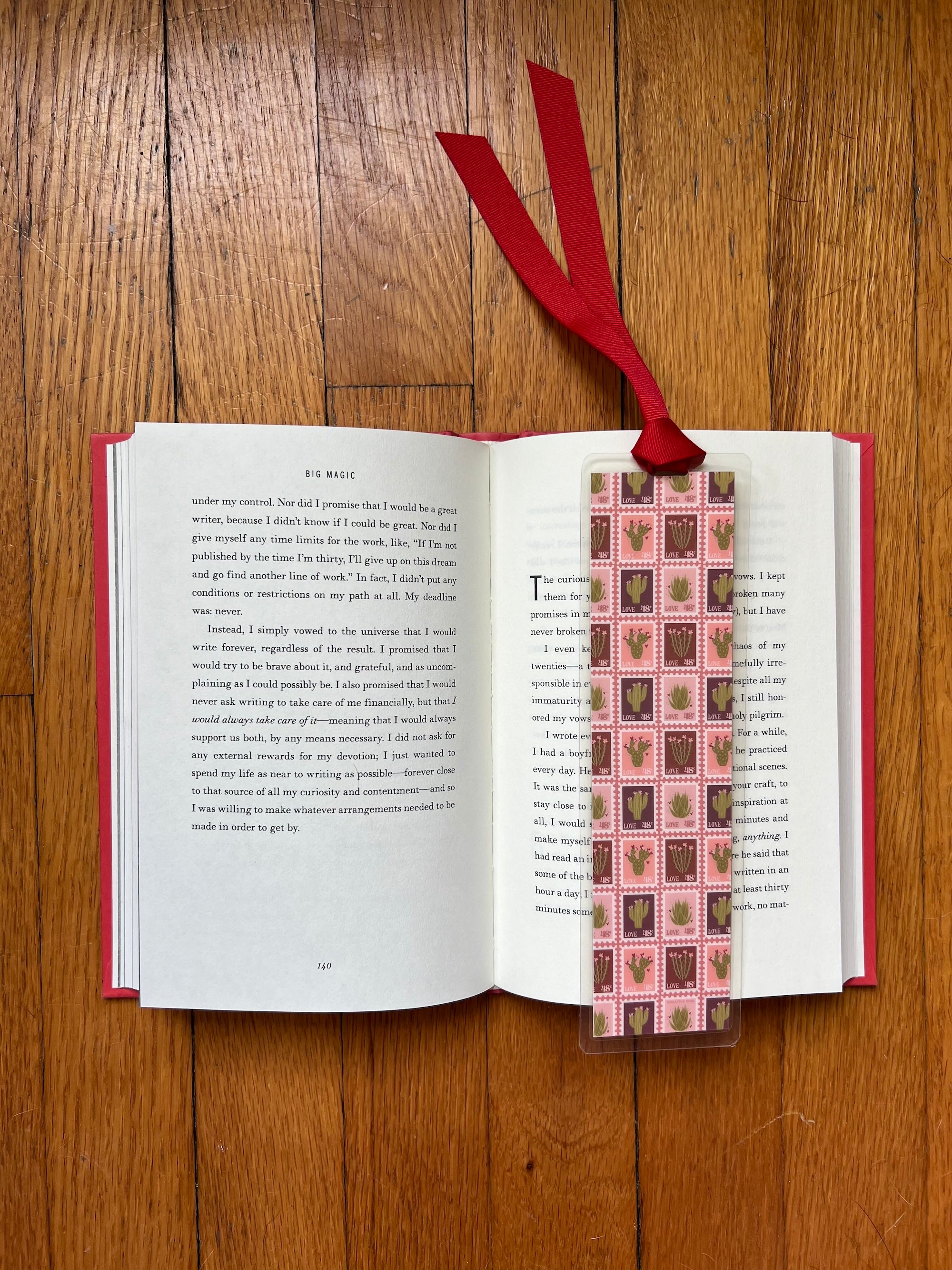 Cactus Stamps Laminated Bookmark with Ribbon