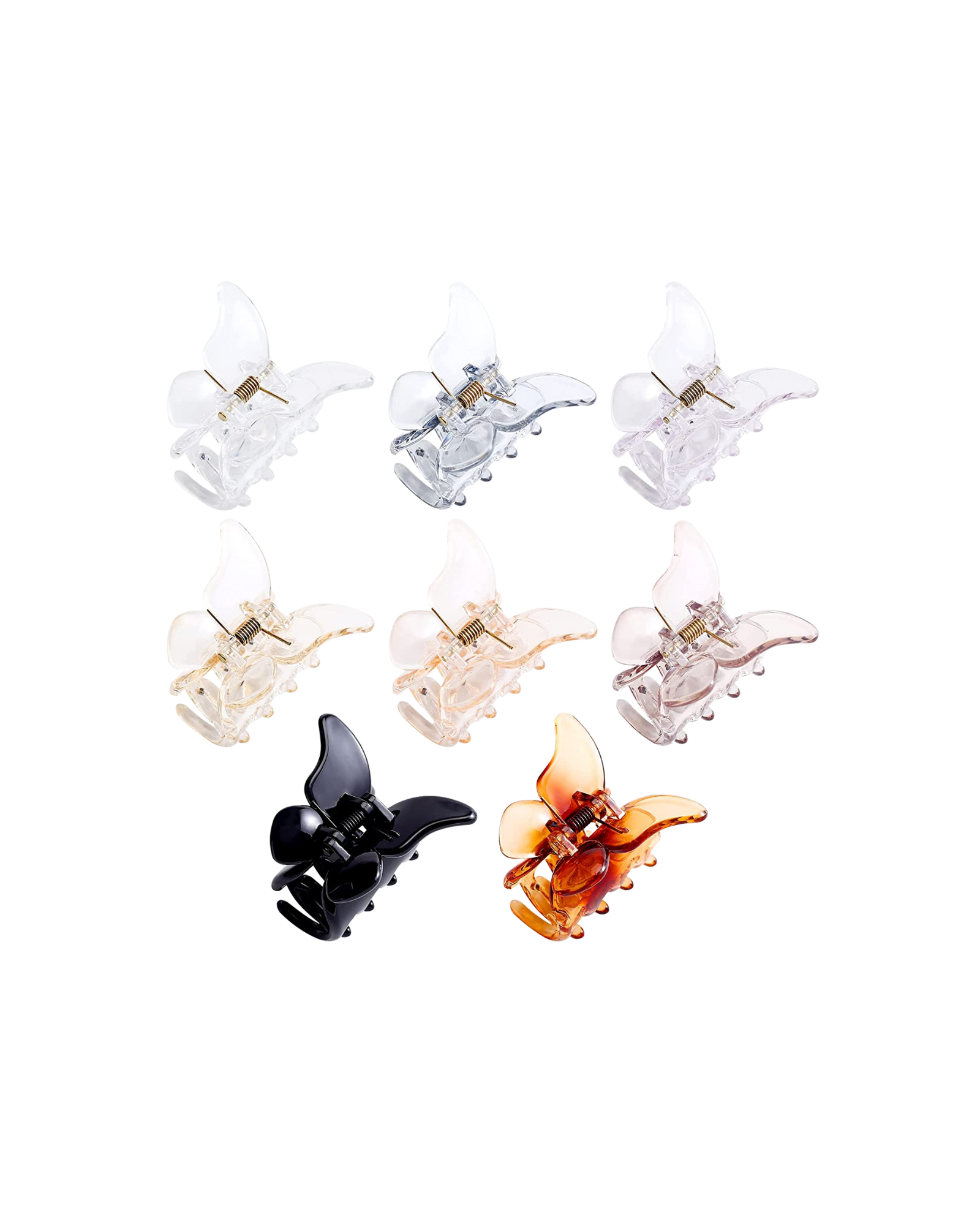 8 plastic butterfly hair clips