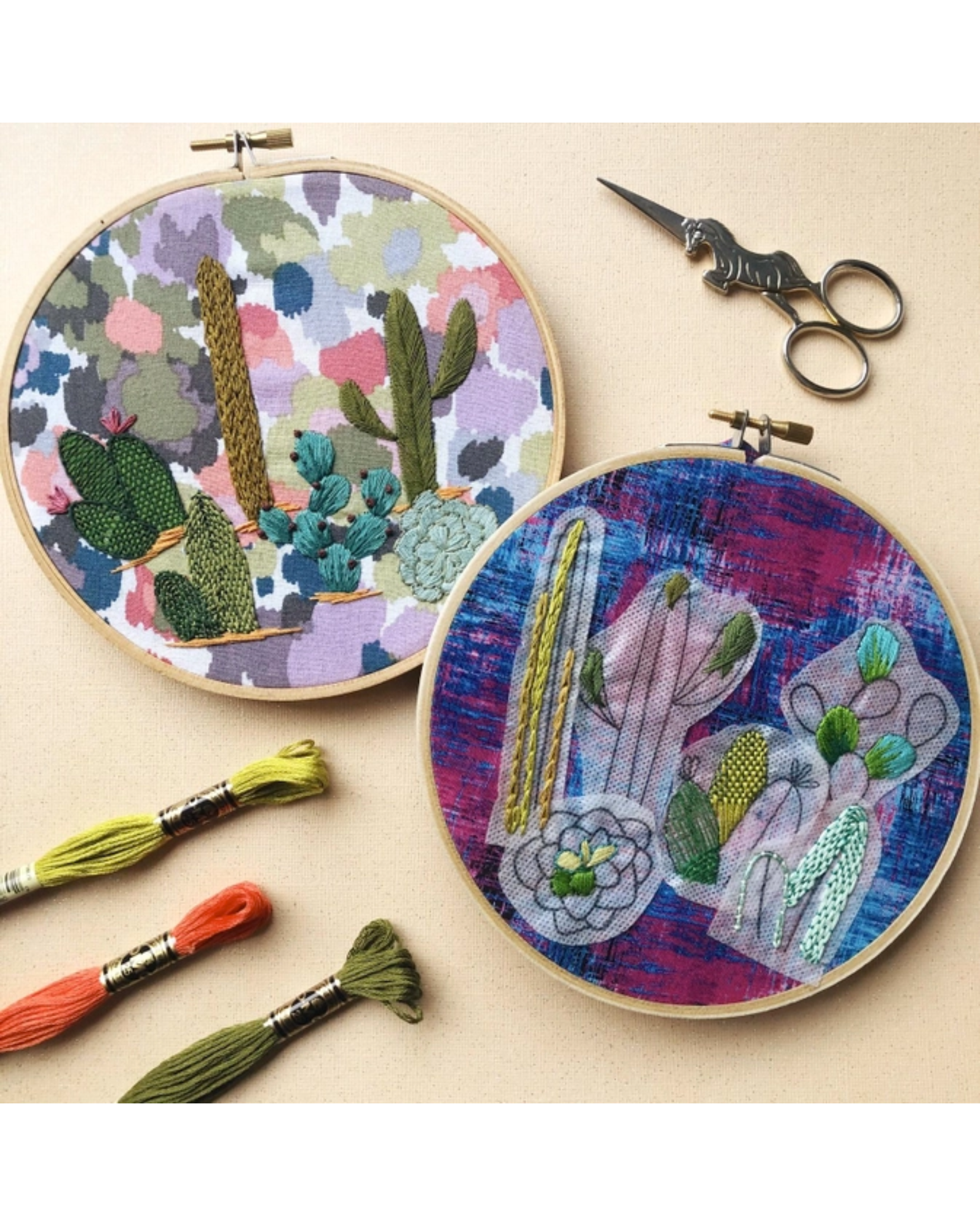 Cactus Hand Embroidery - Peel Stick & Stitch Patterns