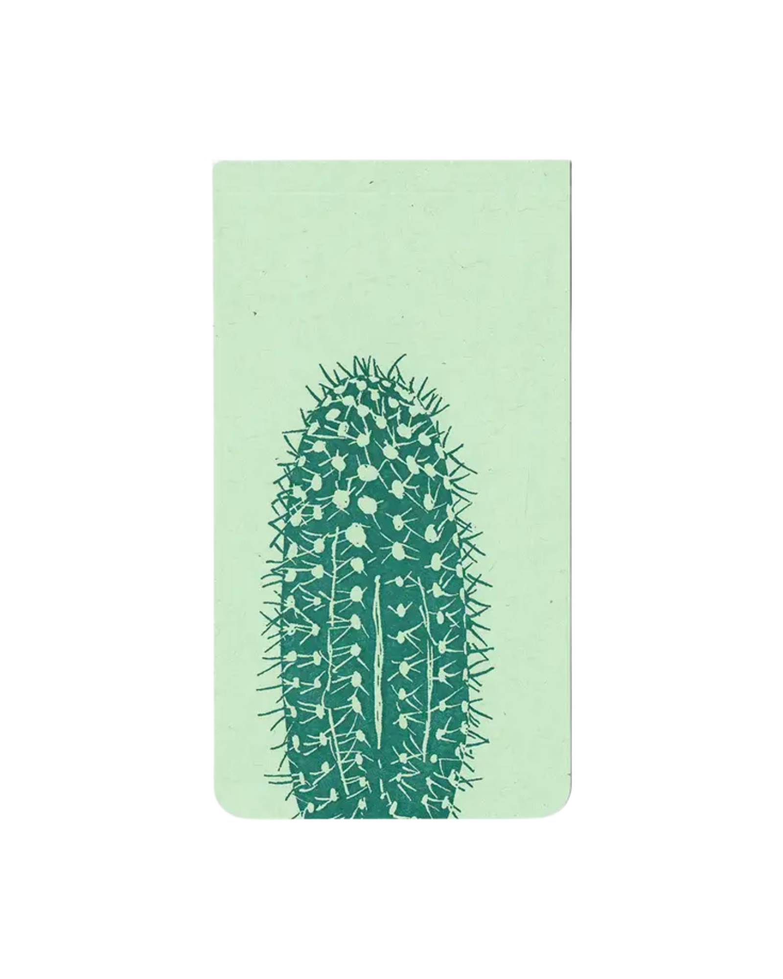Light green notepad with a letterpressed green cactus design