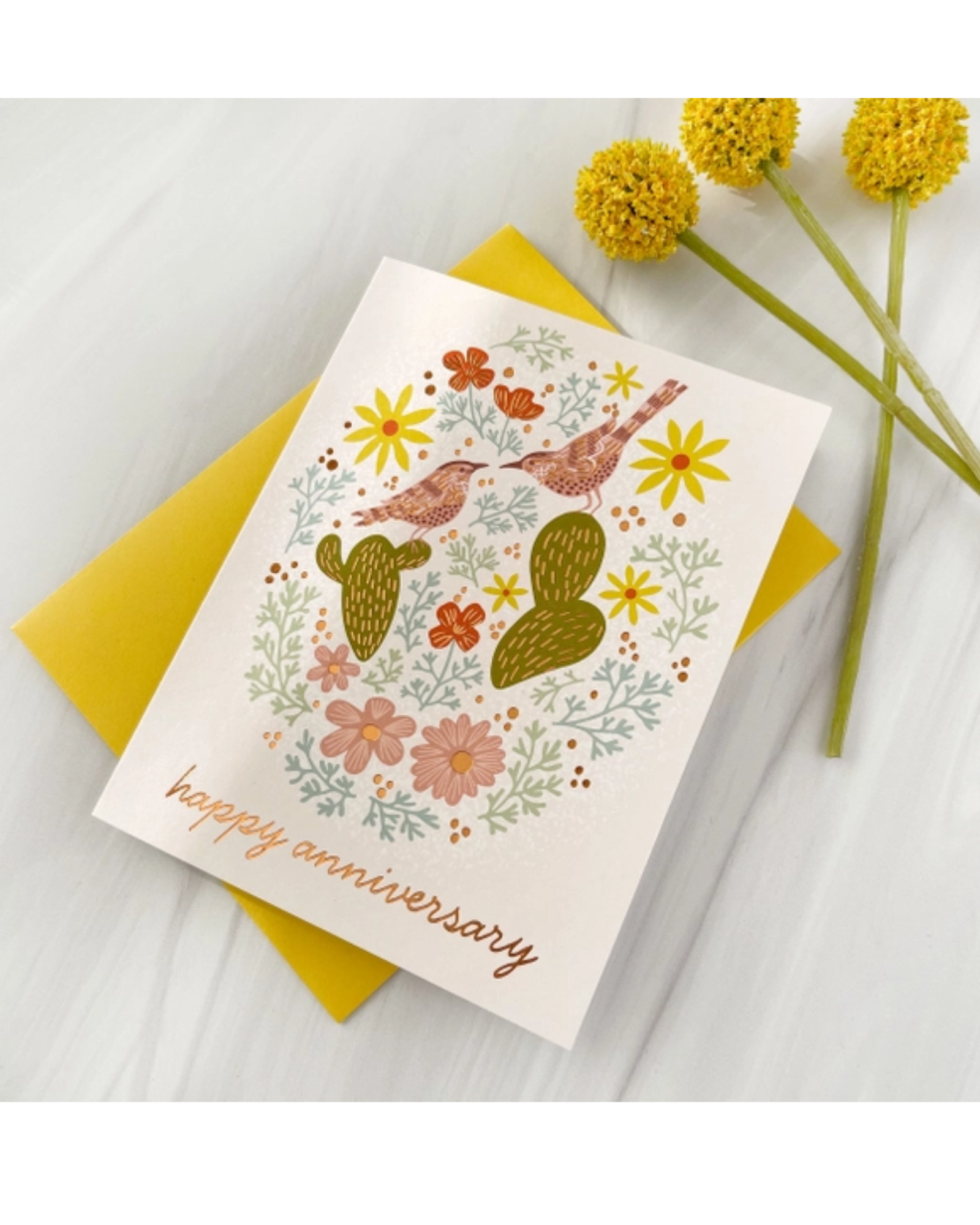 Cactus Wren Anniversary Greeting Card