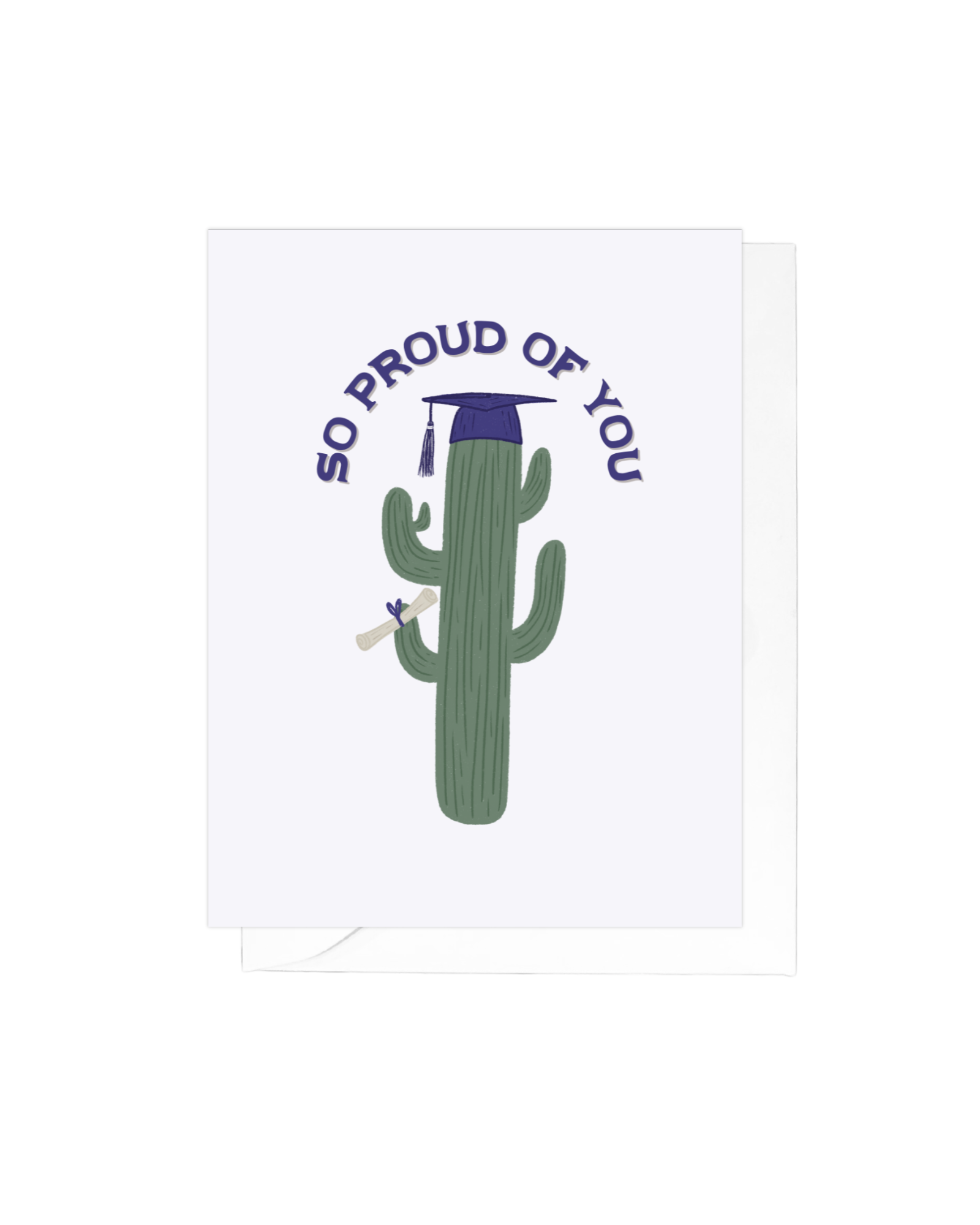 Purple and White Cactus Grad Greeting Card