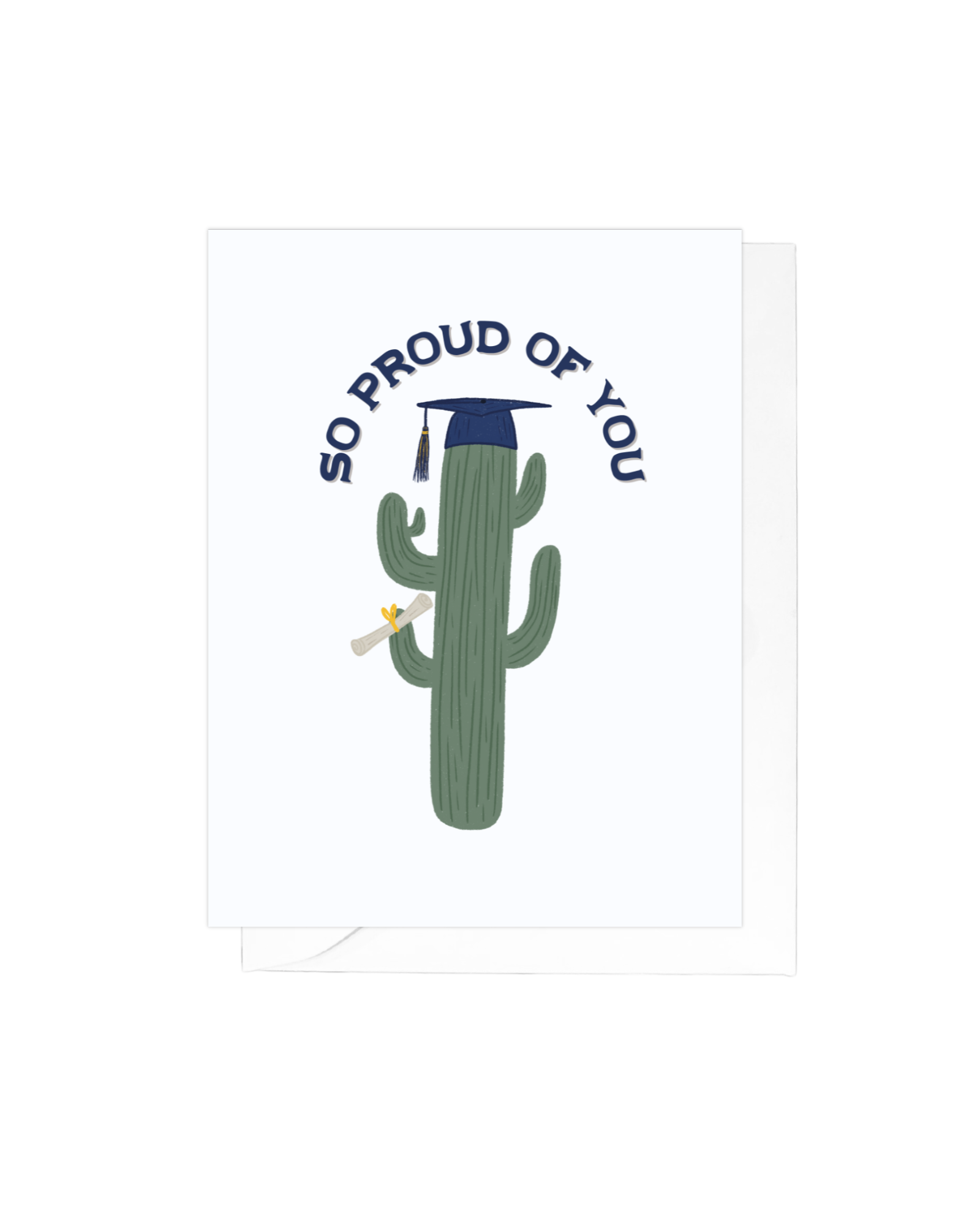 Blue and Yellow Cactus Grad Greeting Card