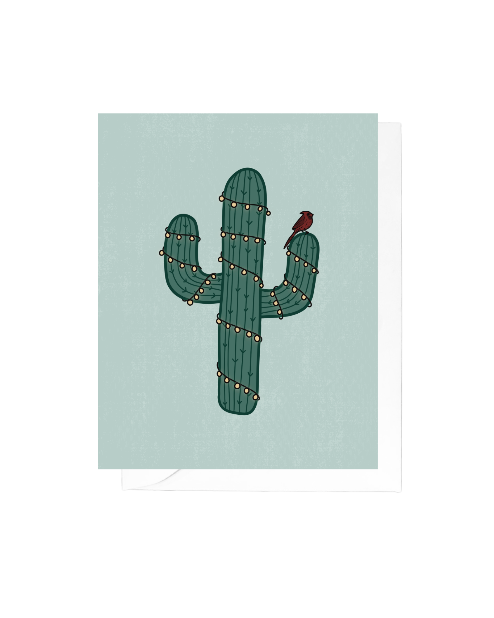 Cardinal Christmas Cactus Greeting Card
