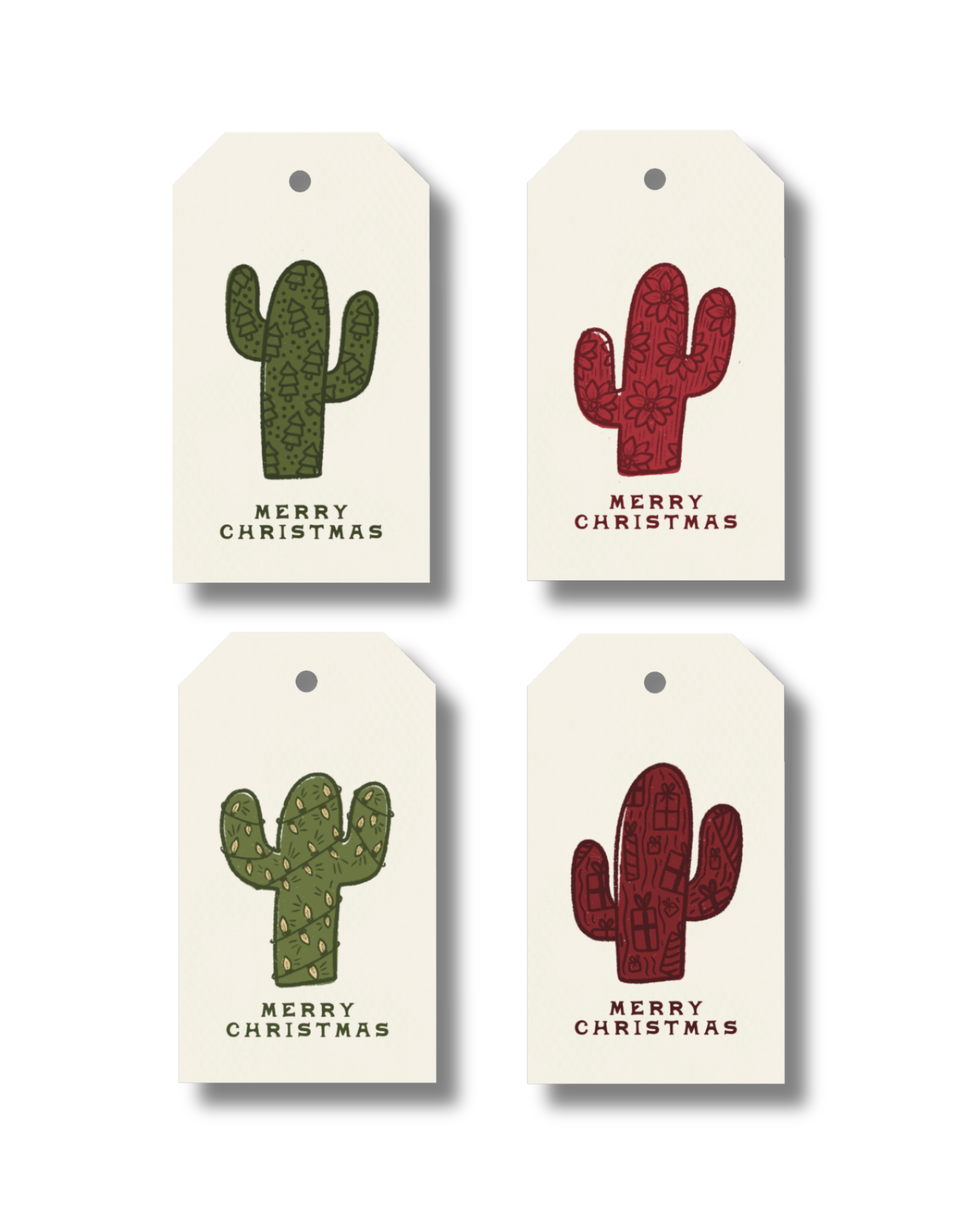 Christmas Cacti Gift Tags | Set of 8