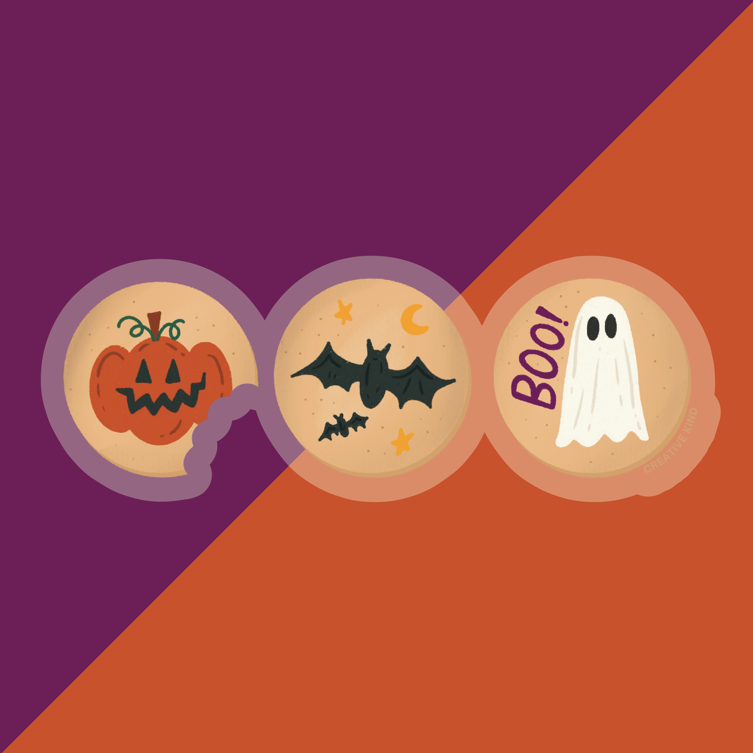 Halloween Cookie Trio Vinyl Sticker (Clear Backing)
