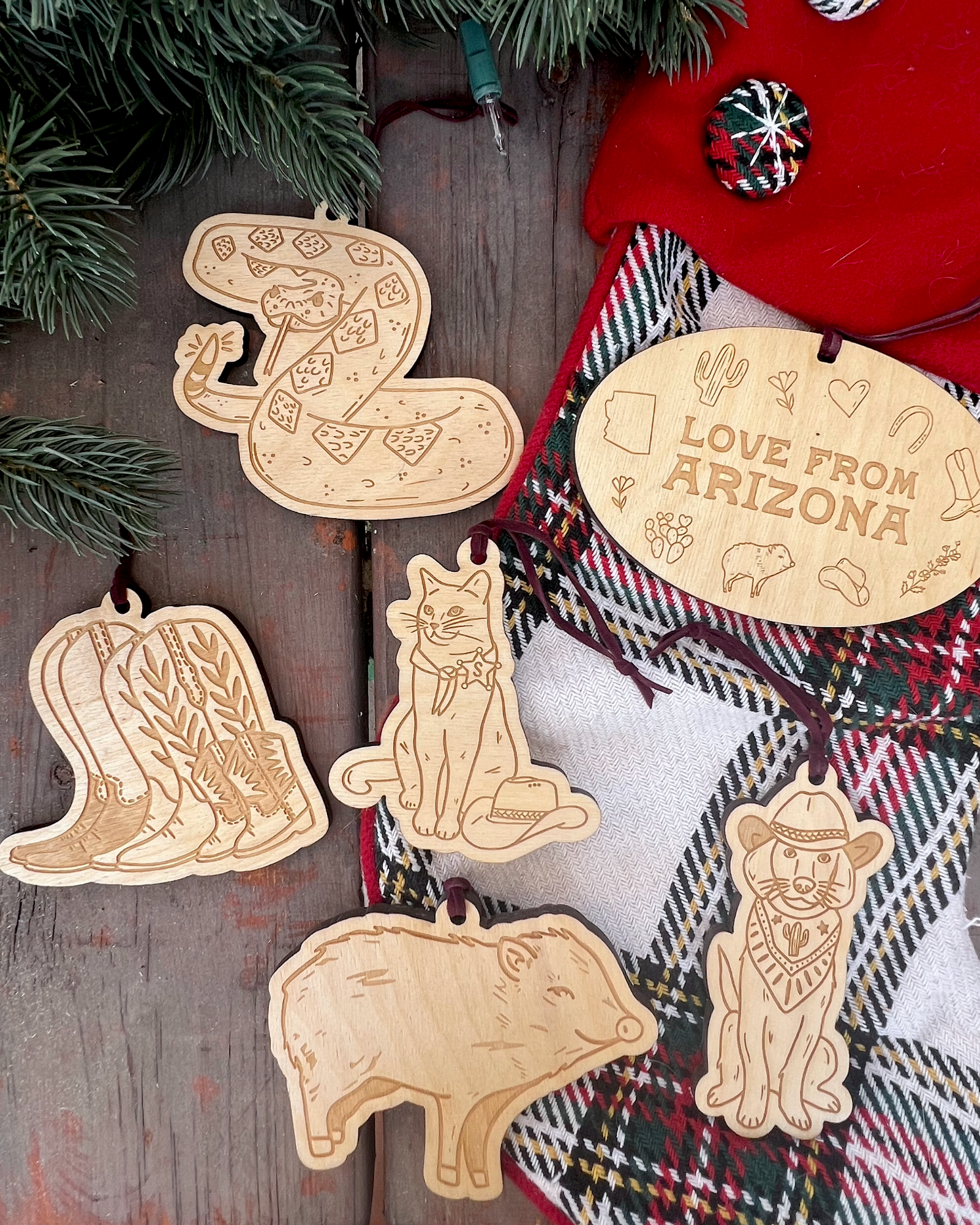 Love from Arizona Wood Ornament