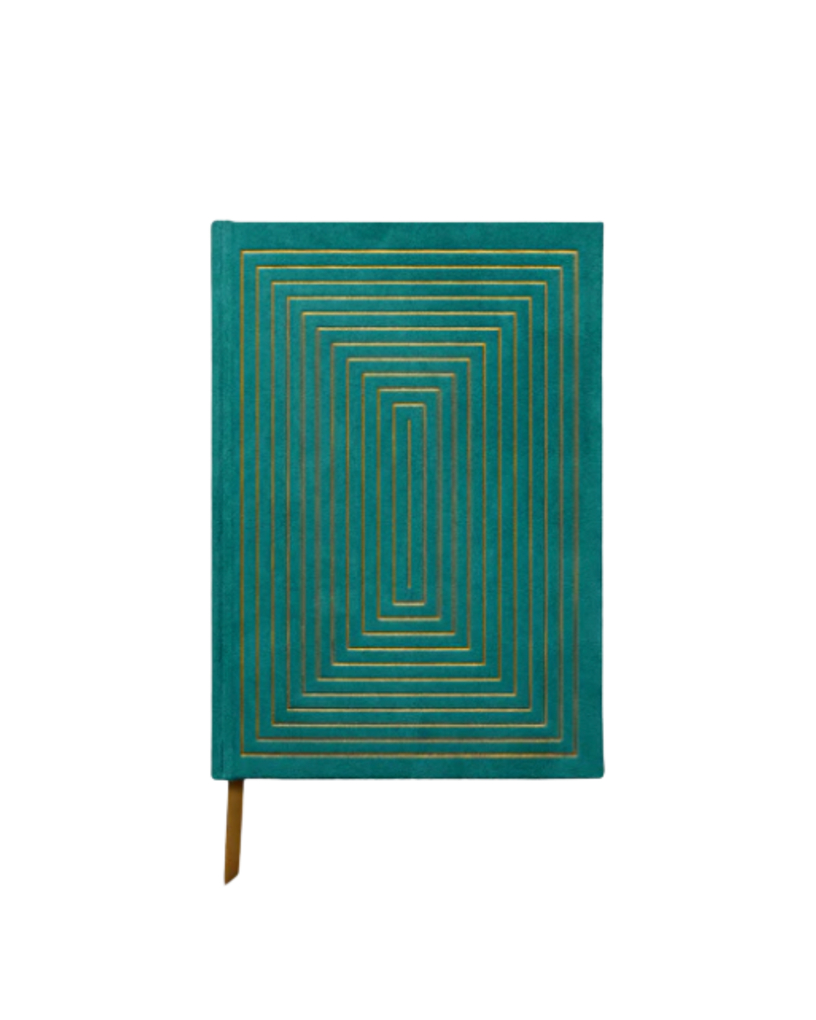 Rectangular green suede journal with gold details