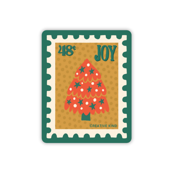 Joy Christmas Tree Stamp Vinyl Sticker