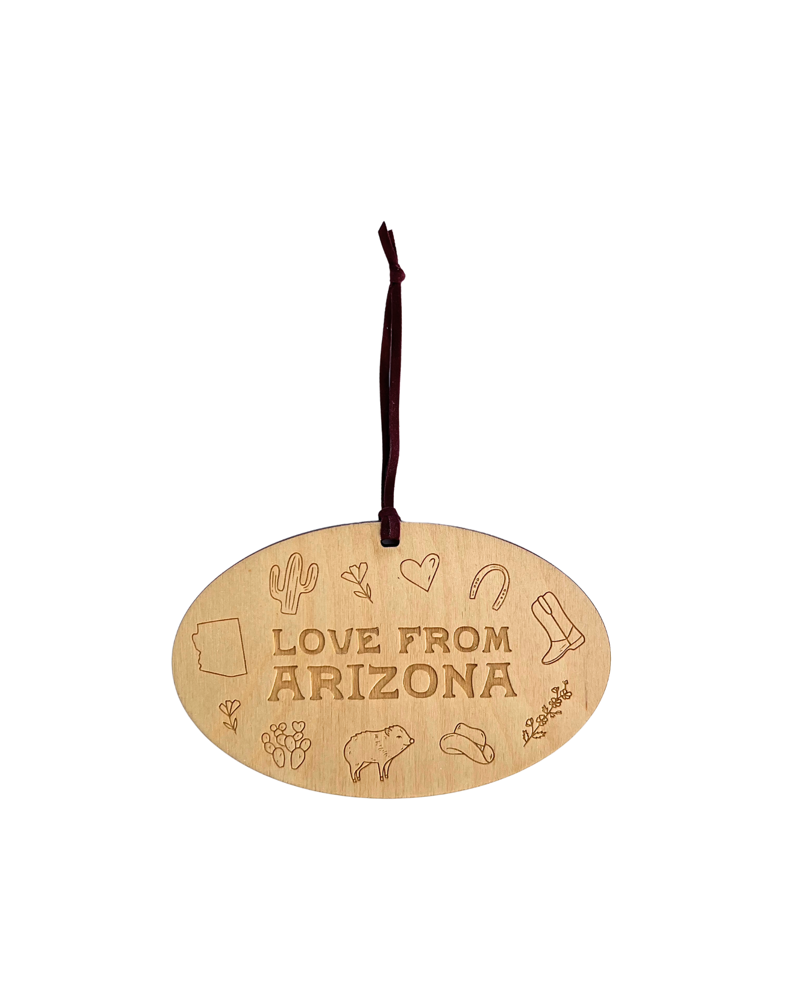 Love from Arizona Wood Ornament