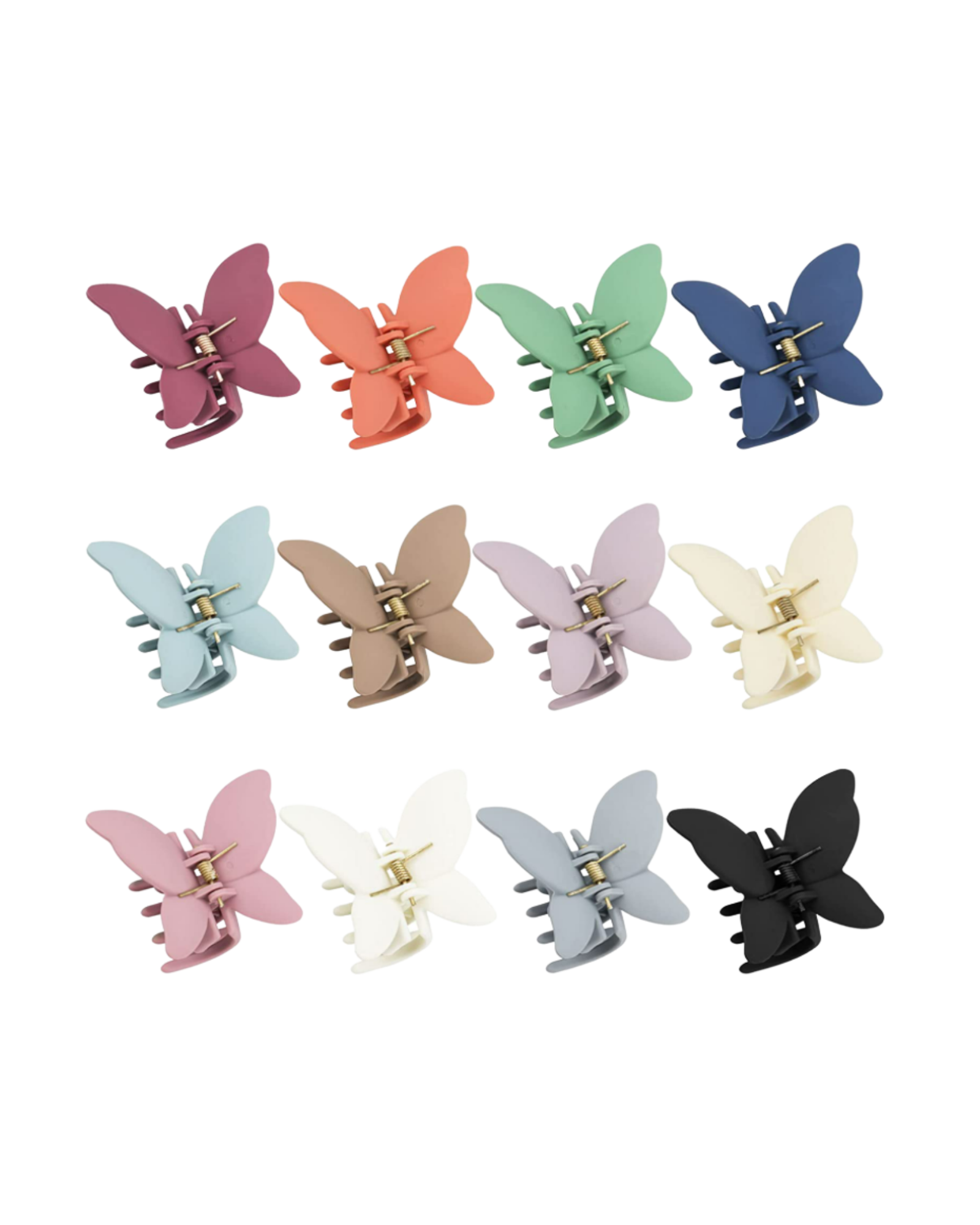 12 plastic butterfly hair clips