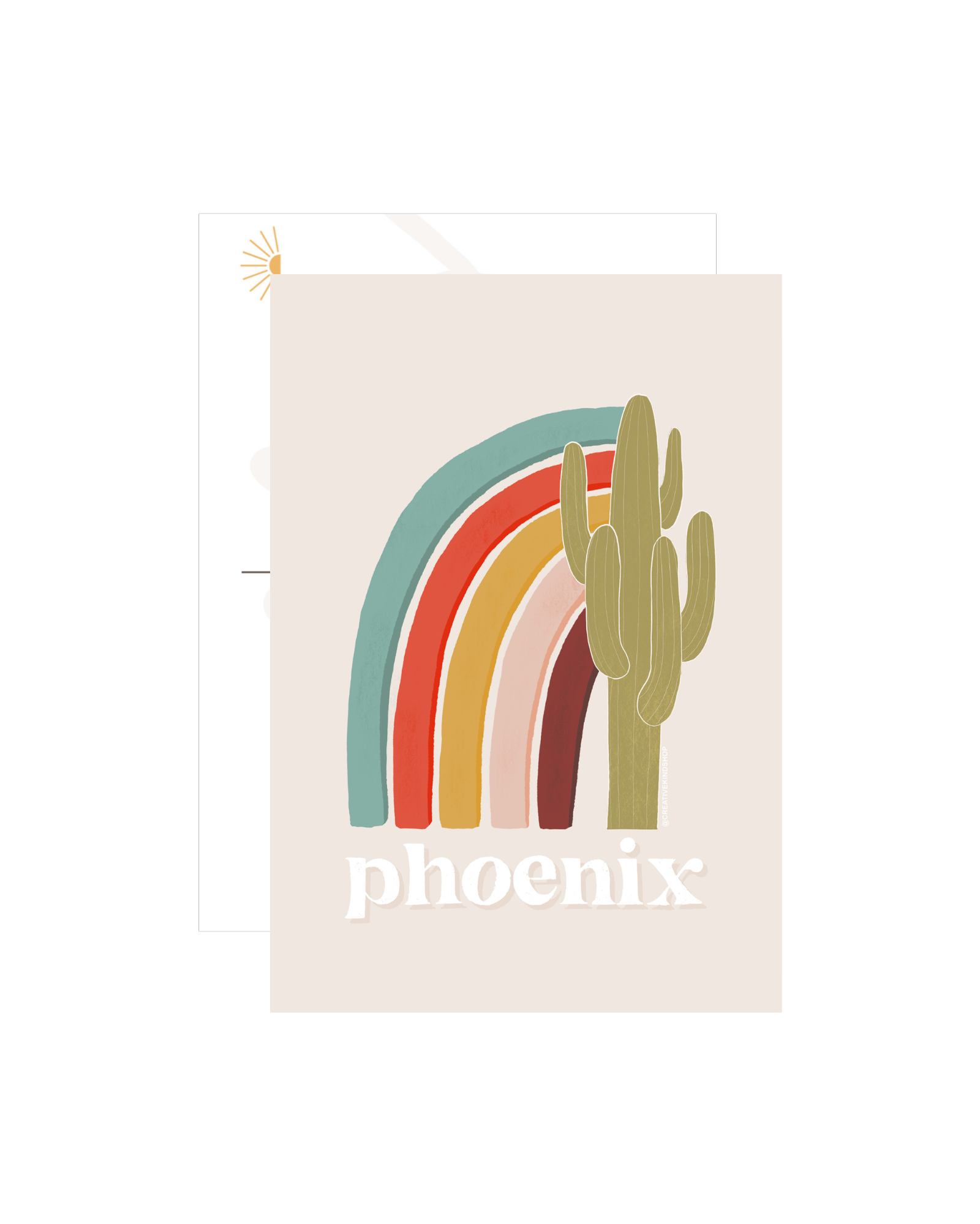 Phoenix Saguaro Rainbow Postcard
