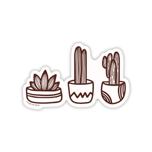 Potted Cacti Outlines Vinyl Sticker