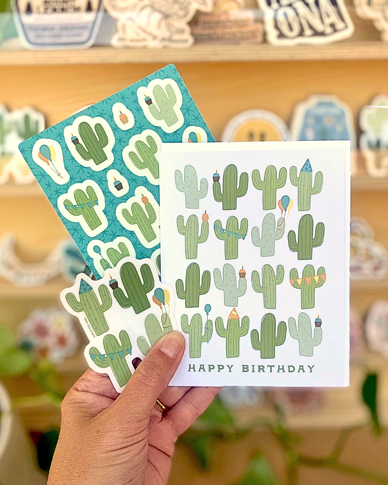 16 Cacti Birthday Vinyl Stickers Sheet