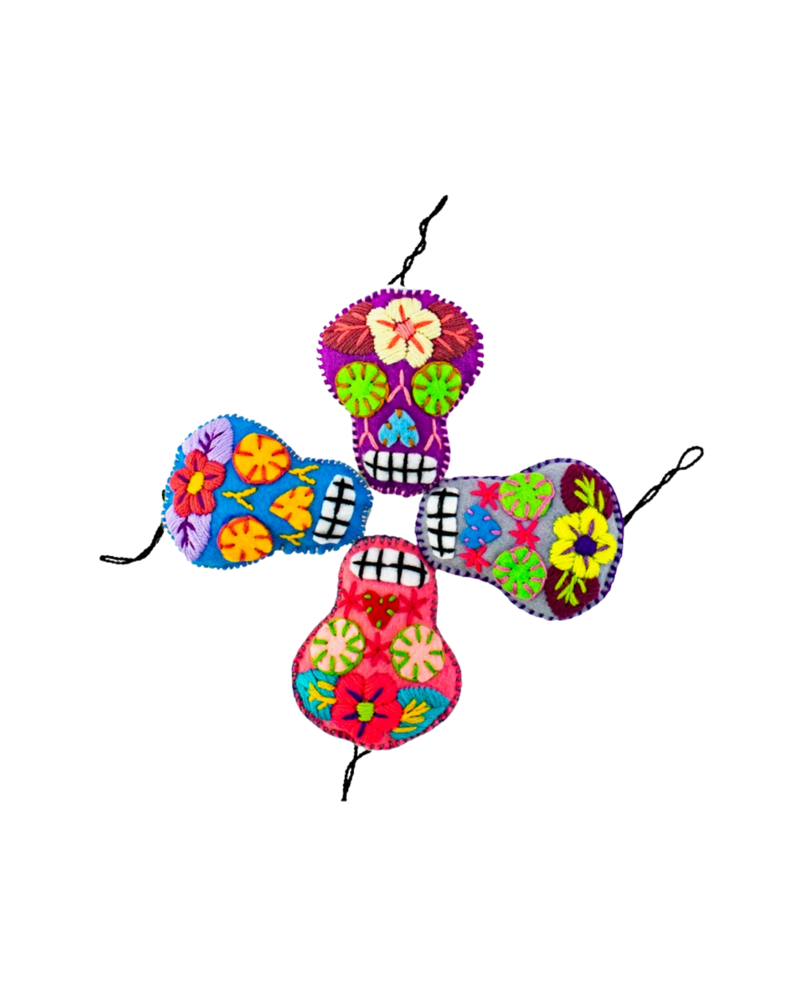 Sugar Skull Embroidered Ornament