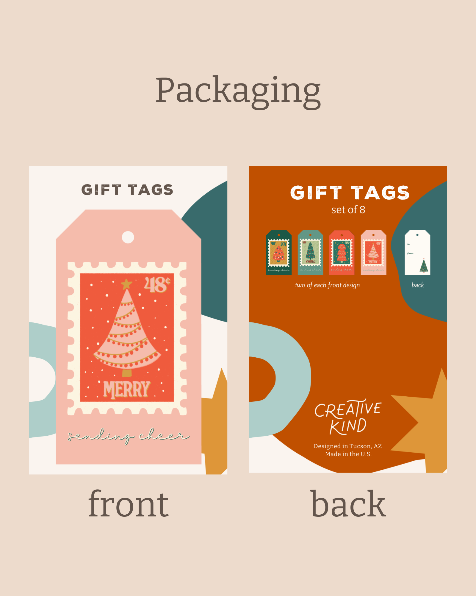 Christmas Tree Stamp Gift Tags | Set of 8