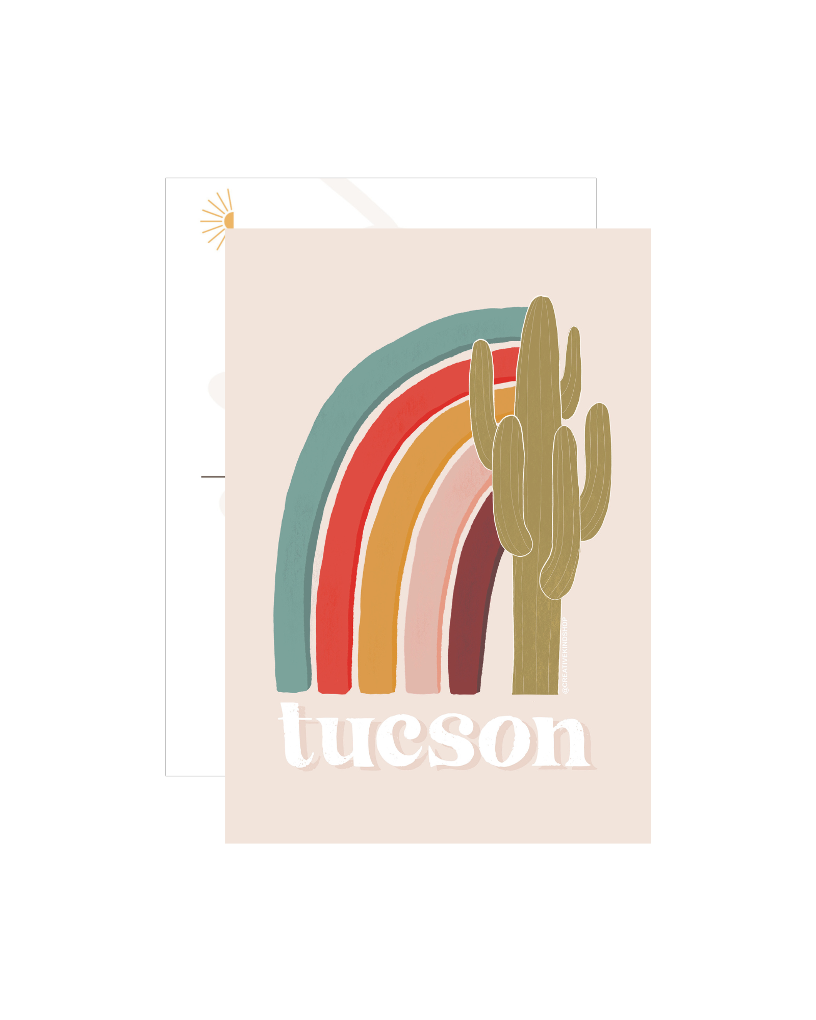 Tucson Saguaro Rainbow Postcard