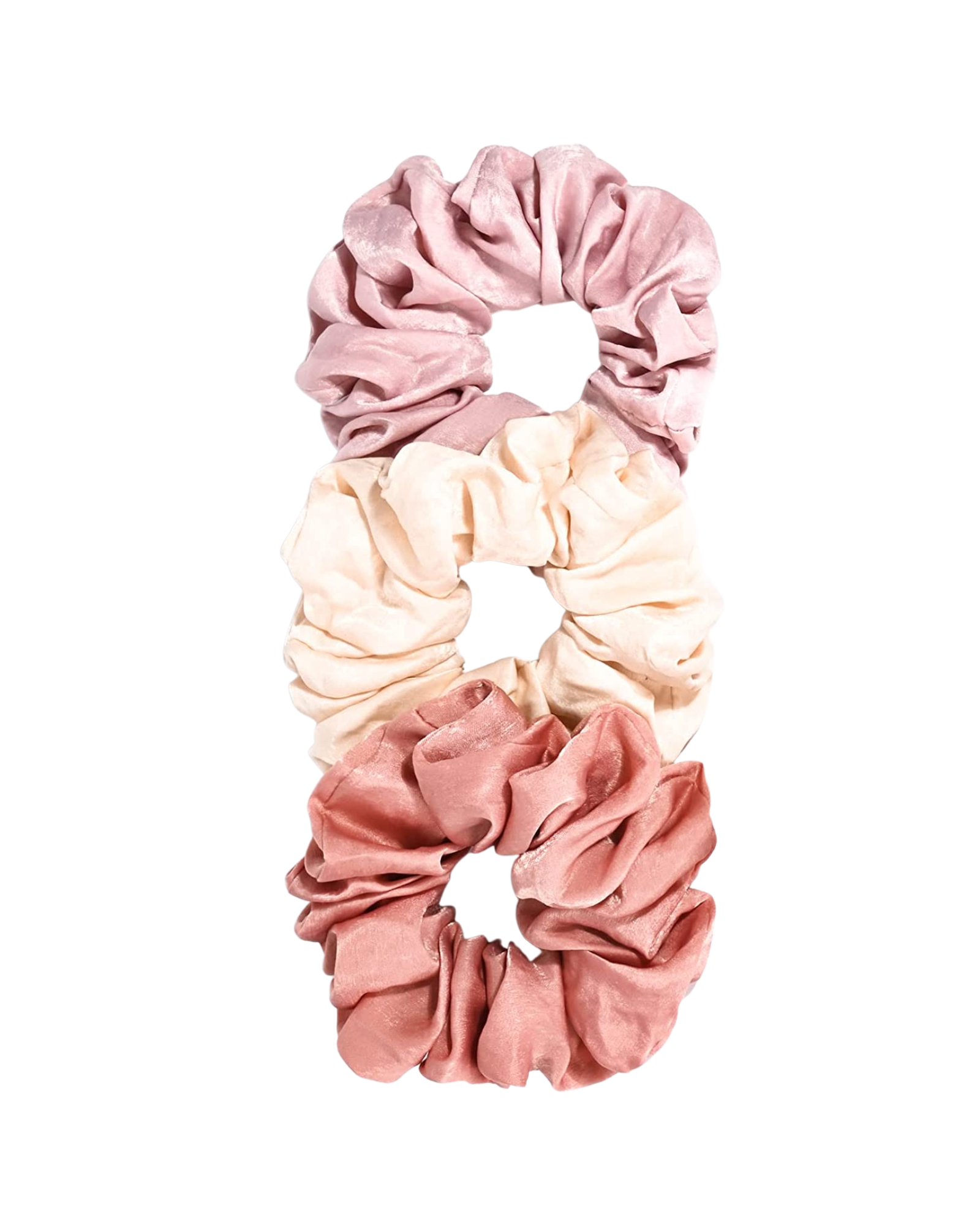 Three pink scrunchies