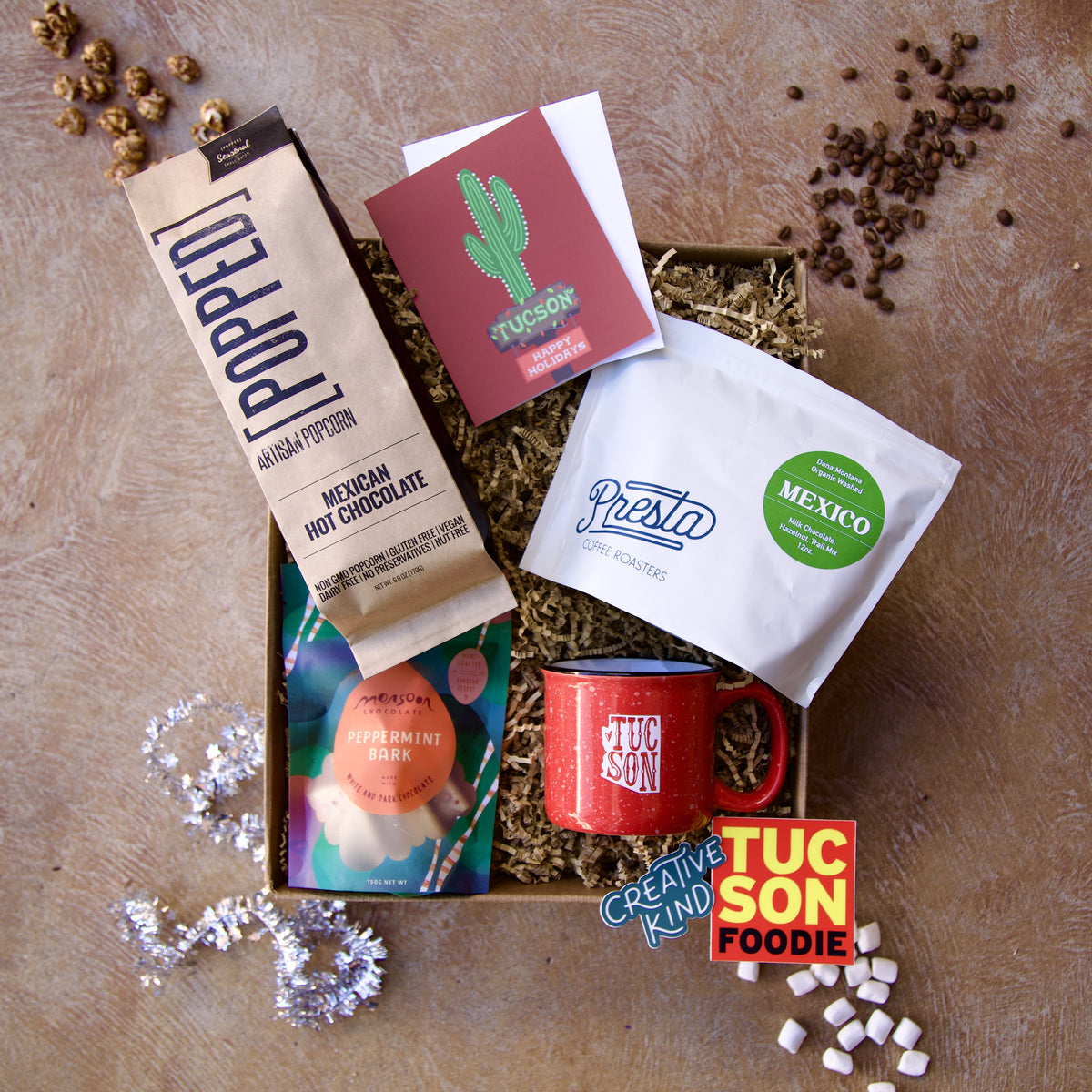 Happy Holidays! Flavored Coffee Gift Box w/Treats & Accessories