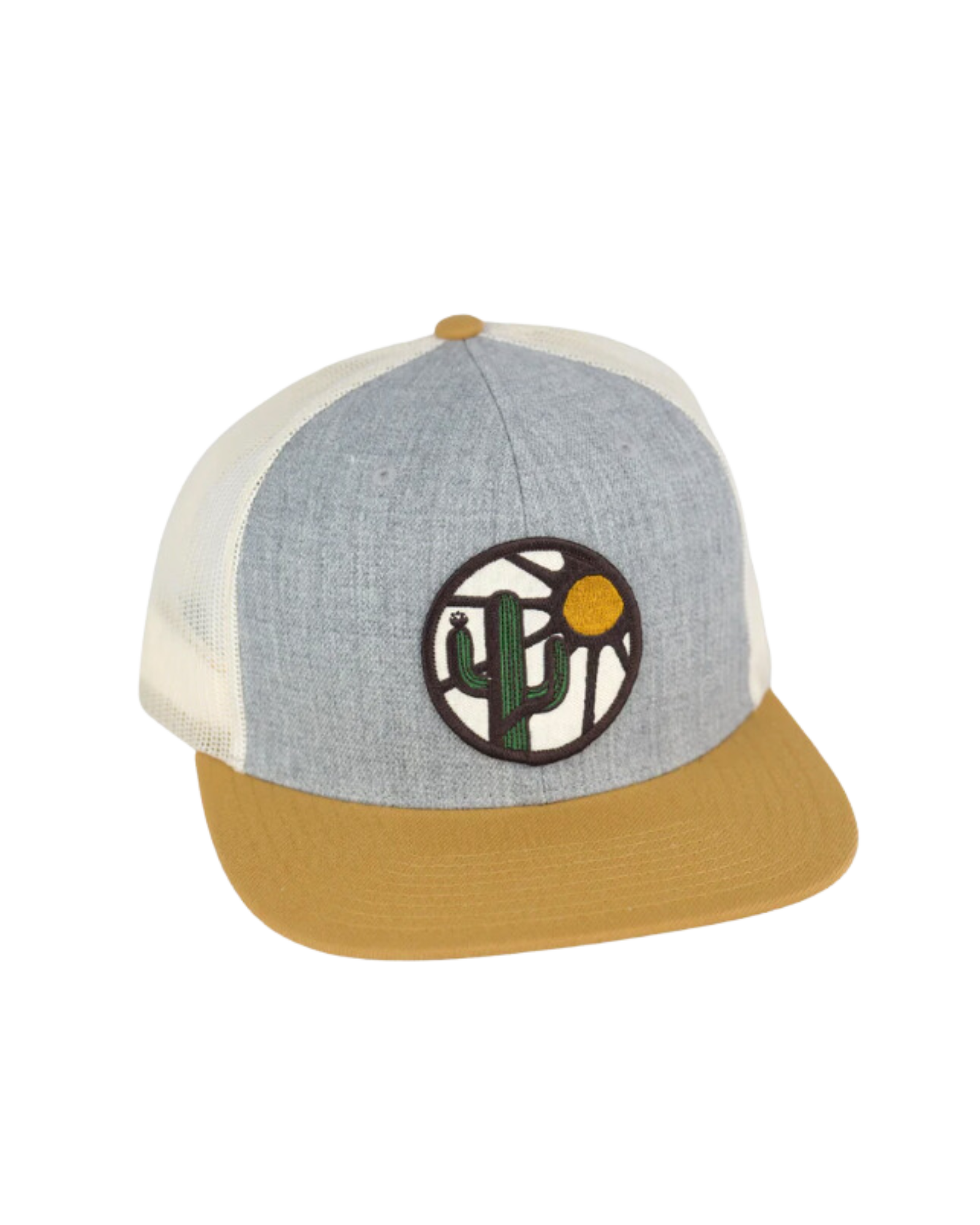 Blooming Saguaro Wooly Flat Brim Trucker Hat | Heather