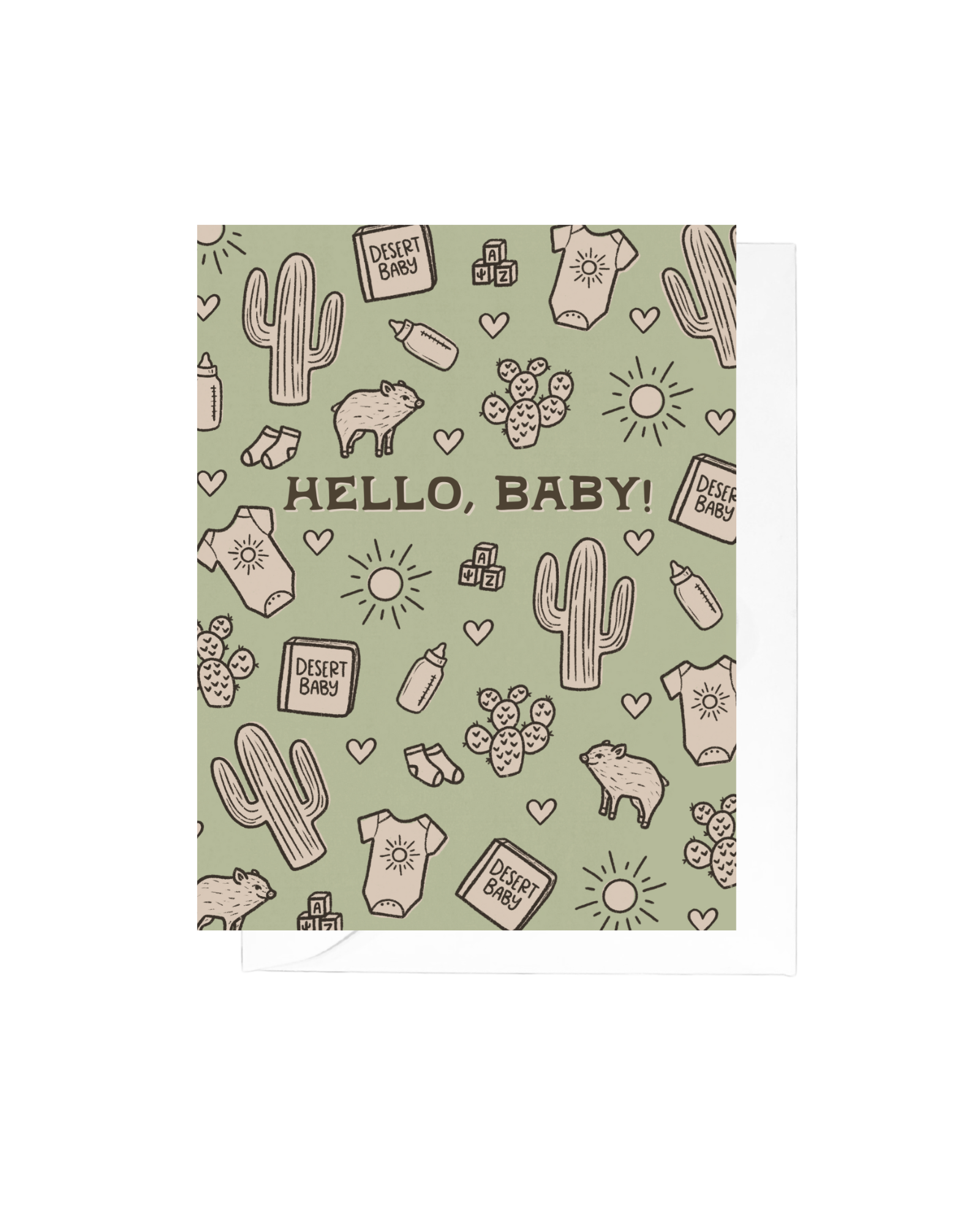 Western Sketch Hello Baby Greeting Card