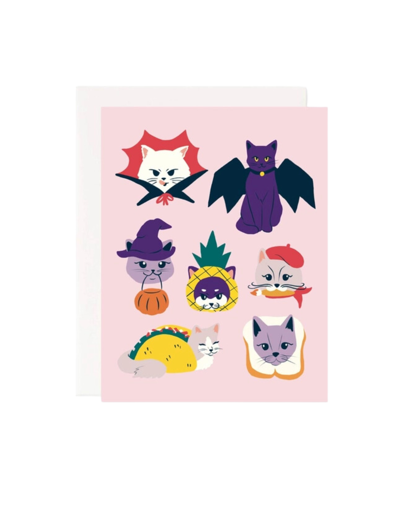 Cat Costumes Halloween Greeting Card